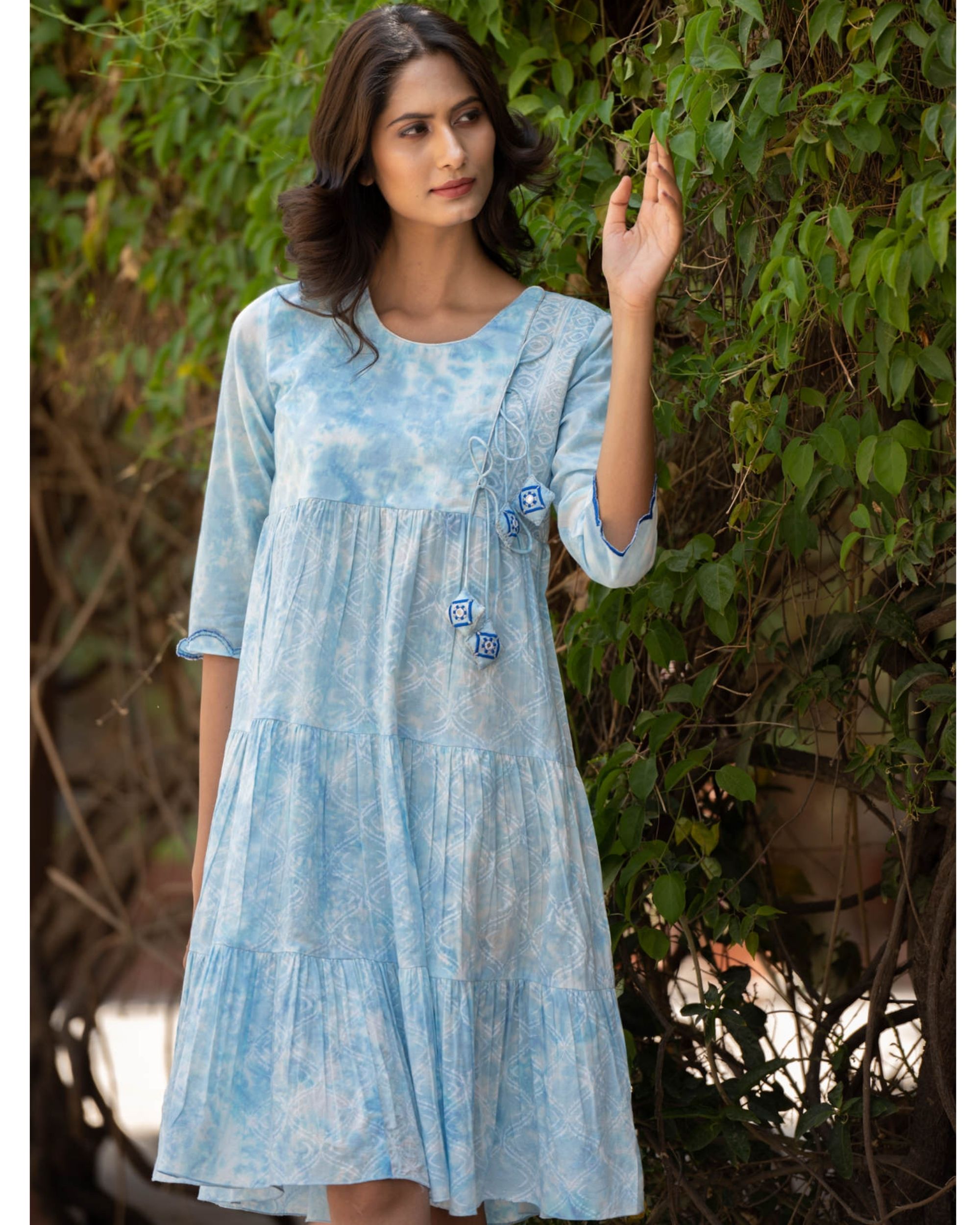 Sky blue anarkali dress by Chappai