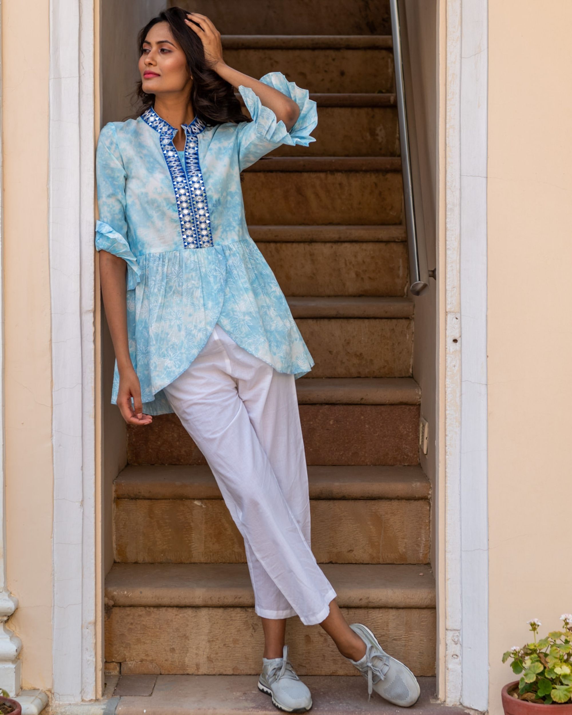 Buy Deana - Blue Tunic and pants set by CHAMBRAY & CO. at Ogaan Market  Online Shopping Site
