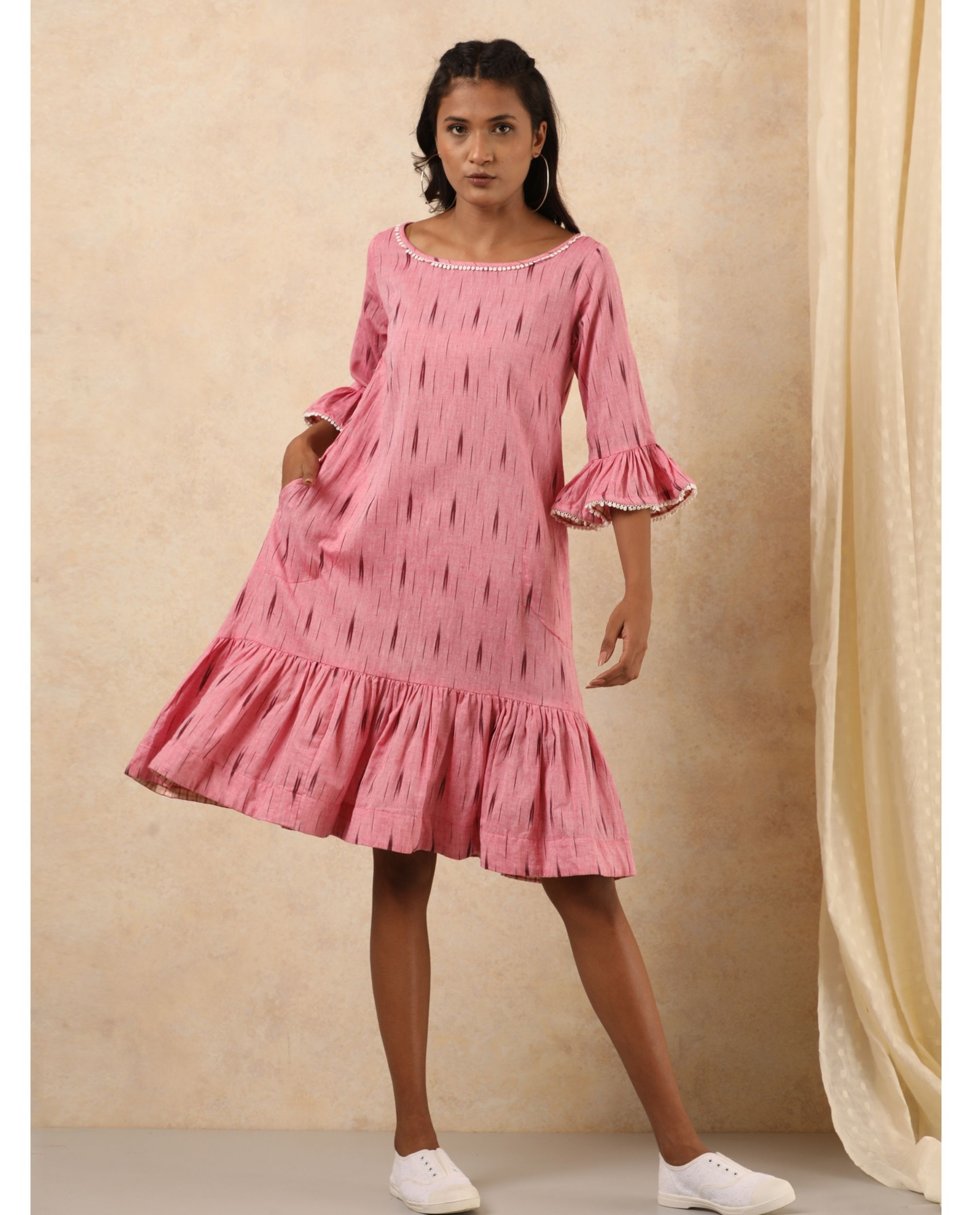 Pink ikat cotton dress
