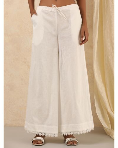 Off white Organic Cotton Trousers - PALAZZO – Upasana Auroville