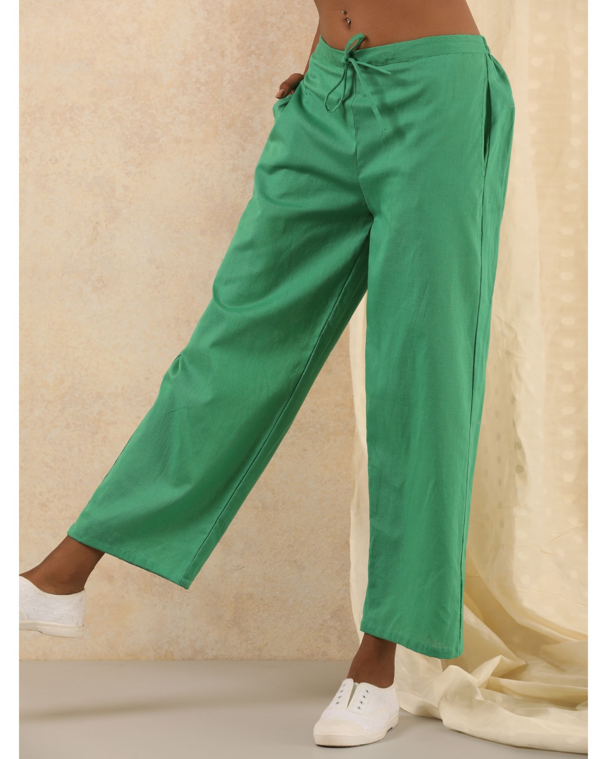 Green linen pants