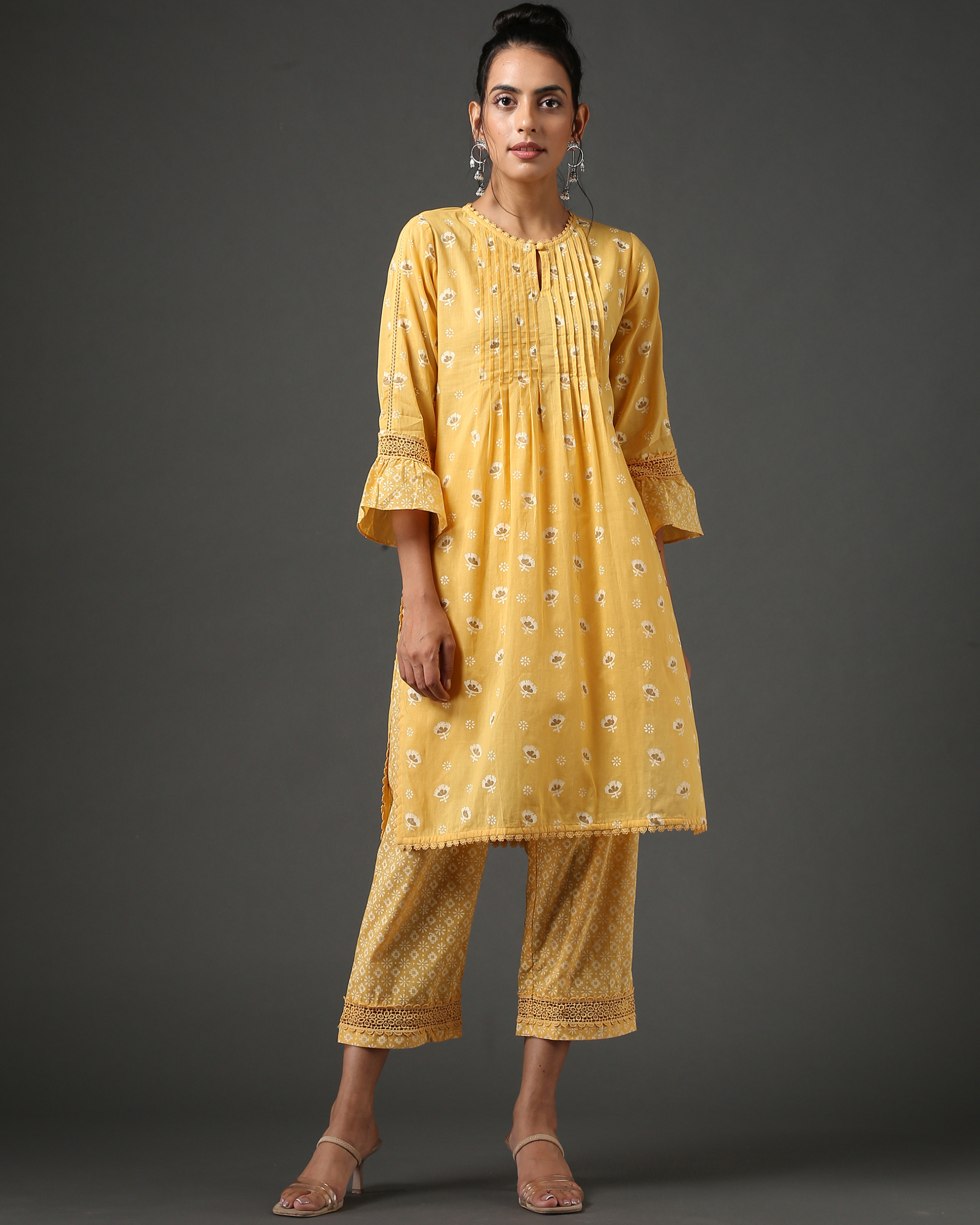 Yellow printed suit set - set of two