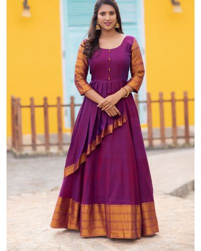 FESHILIOUS Plain Georgette Purple Wine Colour Saree With Satin Lace Border  Celebrity Wear Sadi For Women : Amazon.in: Fashion