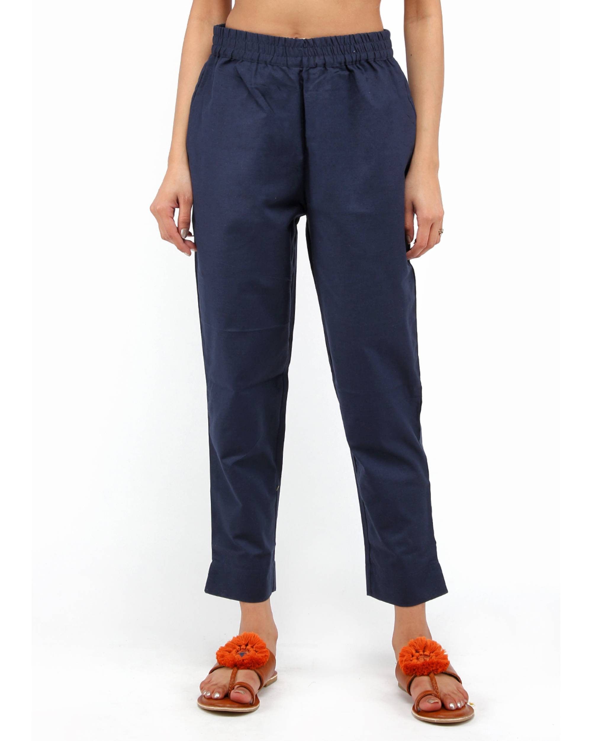 Michael Kors Collection - Navy Blue Stretch Wool Cigarette Pants