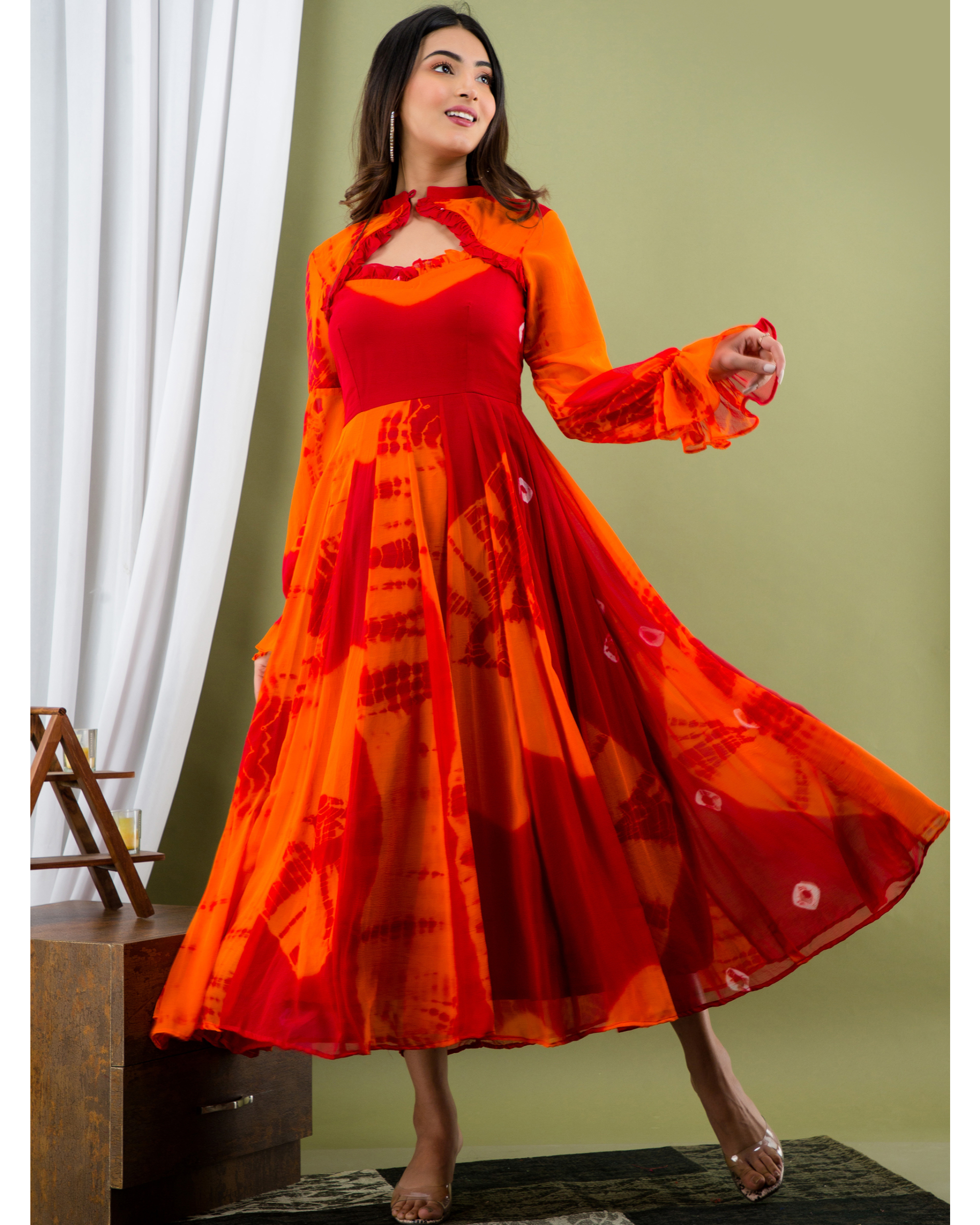 Bandhani dress set-179 | Satin bandhani shibori dress material with 2 40m  heavy fabric salwar - YouTube