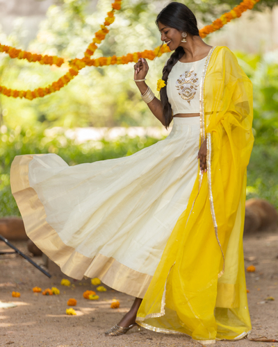 Yellow Cream Lehenga Choli Dupatta Designer Custom Made to Fit Skirt Blouse  Dupatta - Etsy | Kids designer dresses, Kids lehenga, Indian dresses