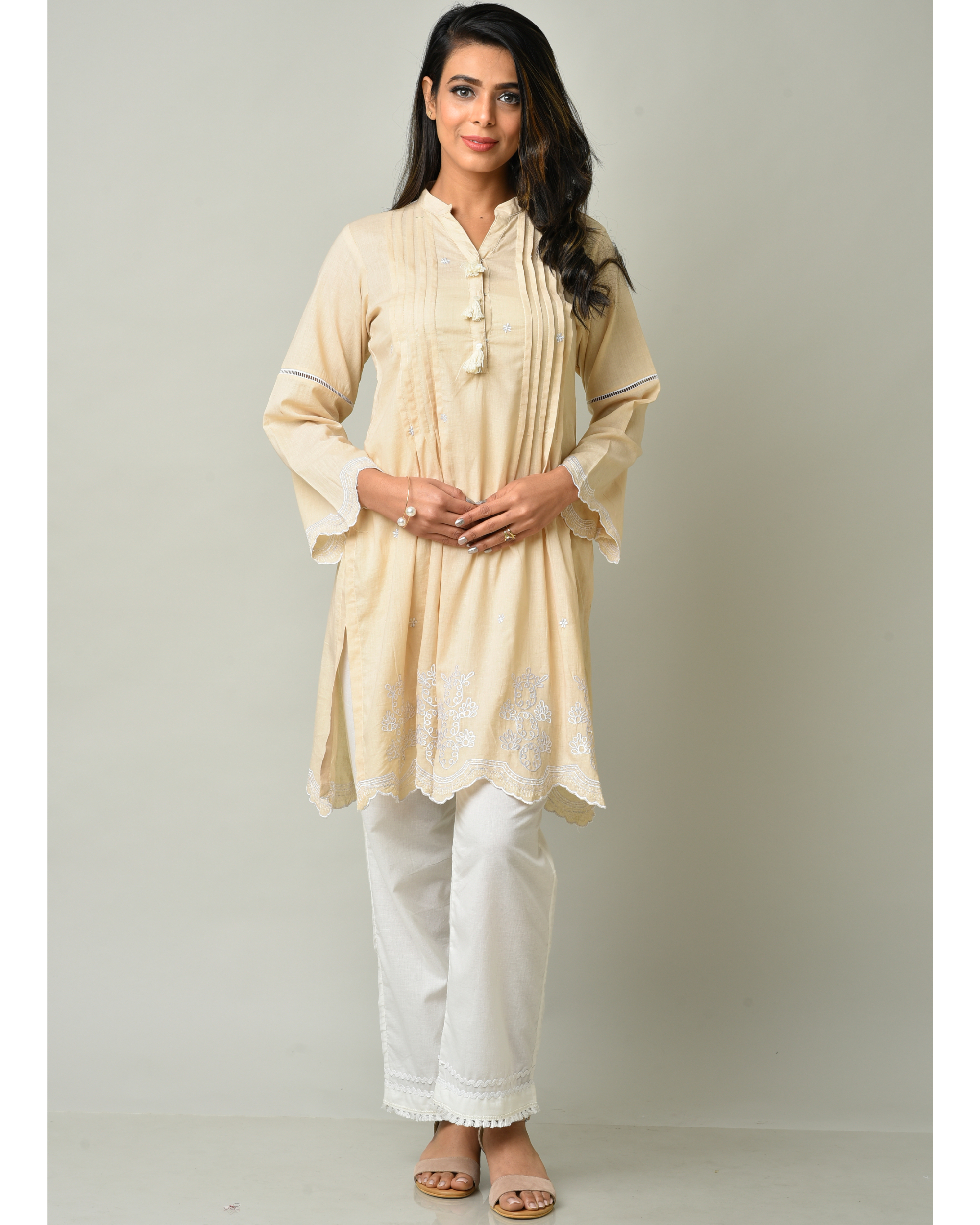 IVORY TUNIC WITH PALAZZO PANT SET – Estie Couture