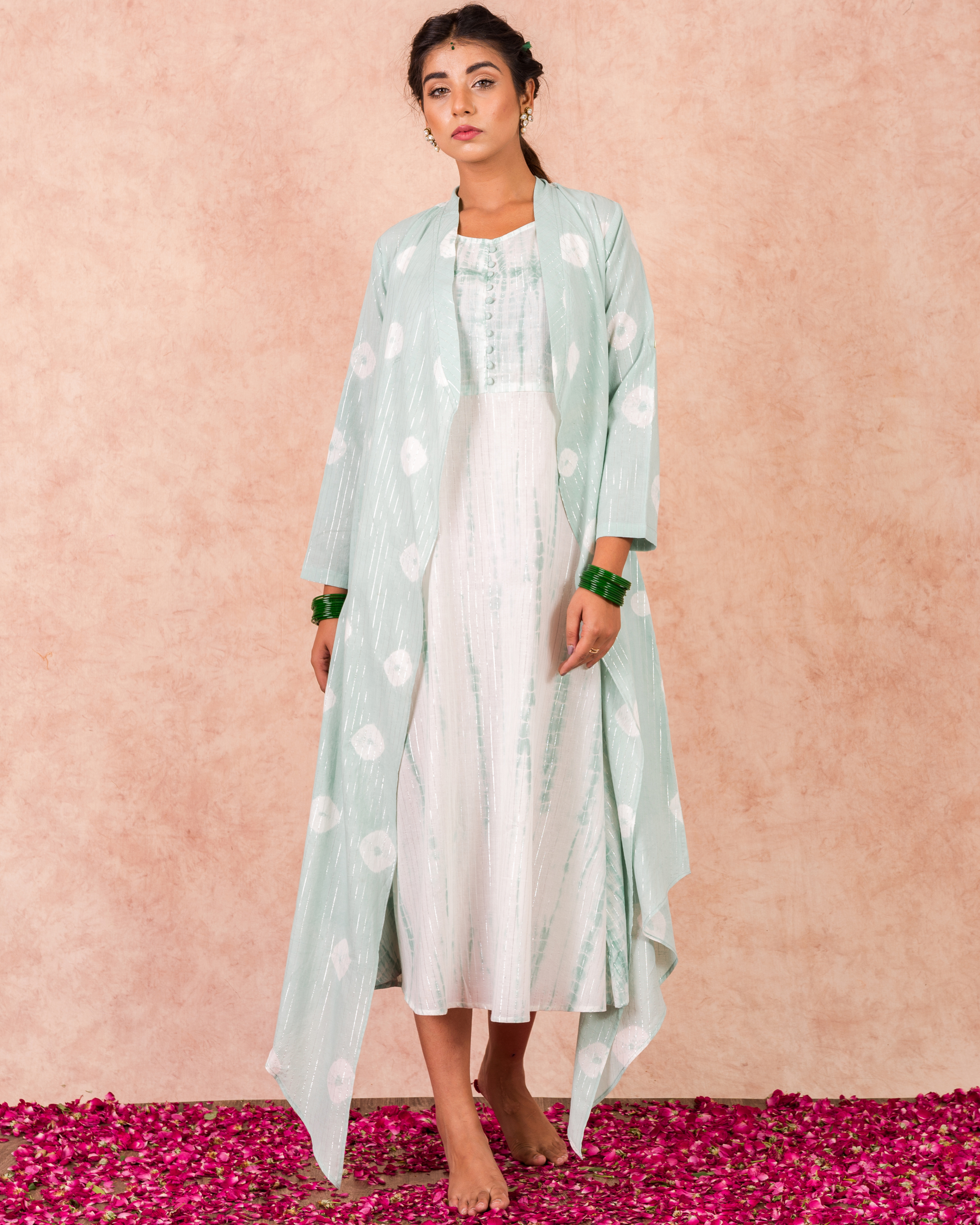 Mint dress with cape - set of two