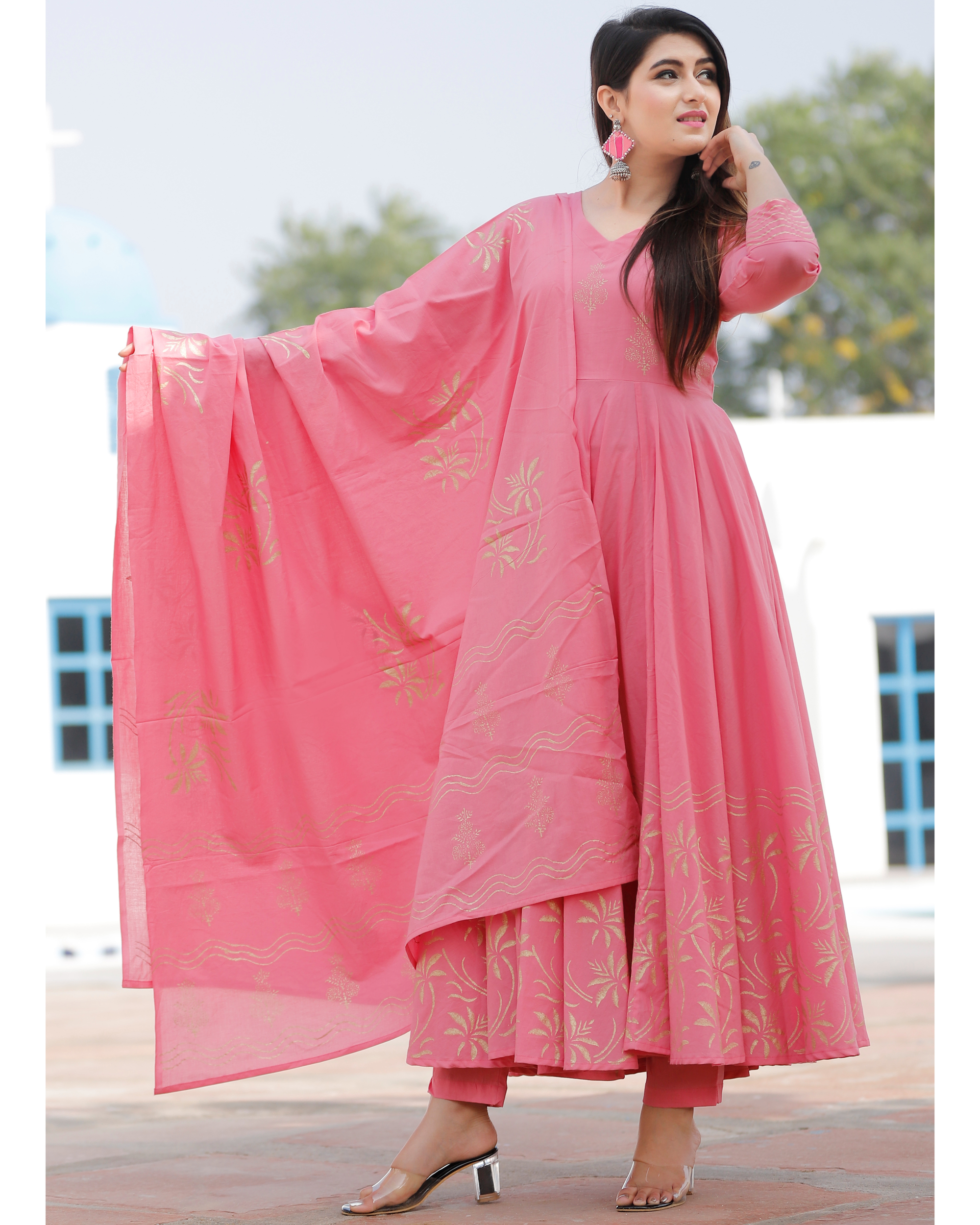 Pink hotsell cotton anarkali