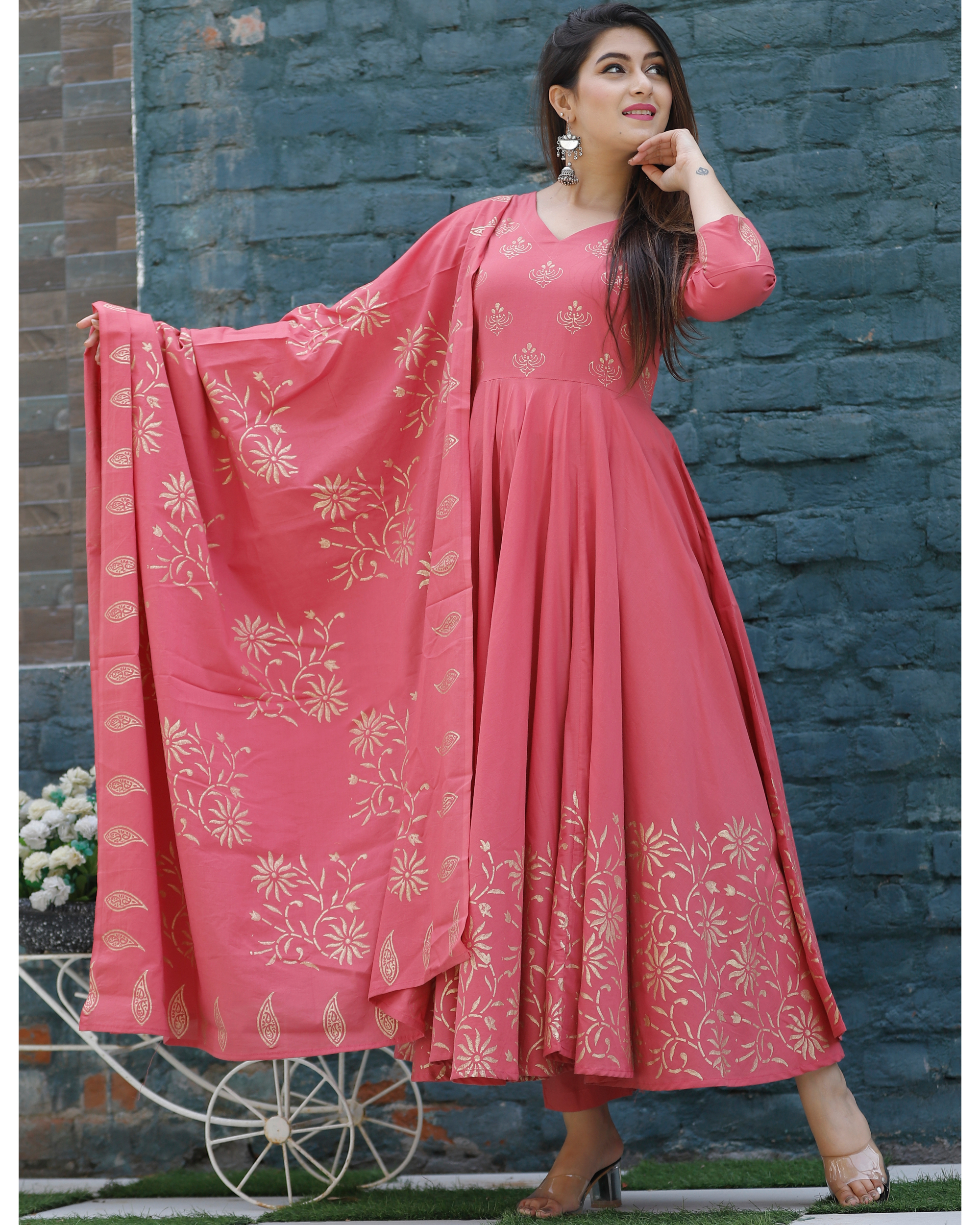 Pink Blush Gown Style Anarkali Suit - Hatkay