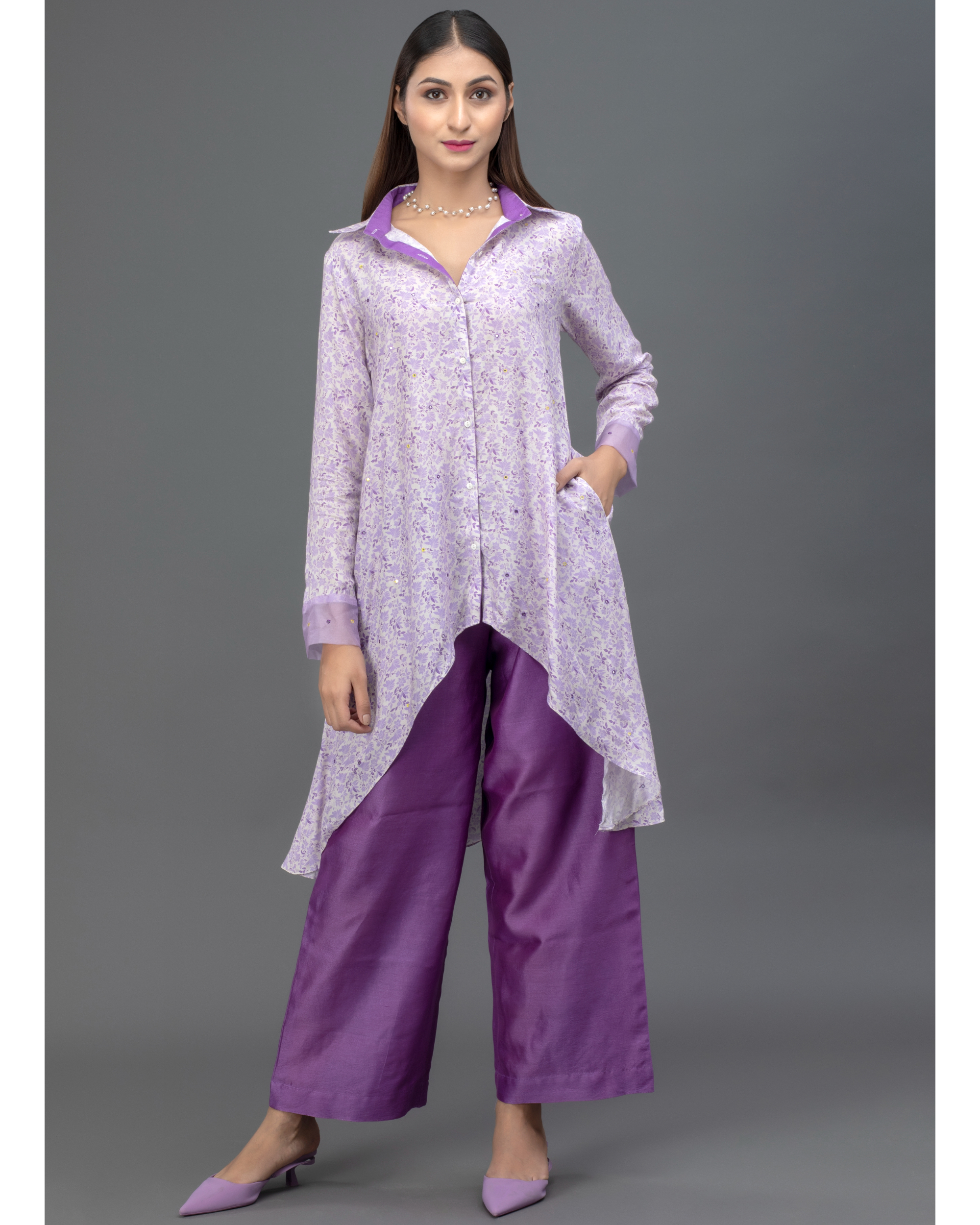 Buy online Shirt Collar Solid Bottom Set from western wear for Women by  Cottinfab for ₹1320 at 60% off | 2024 Limeroad.com