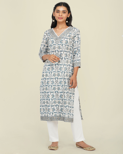 Buy Aarshi Fashions Beige Cotton Kurta with Cotton Beige Churidar