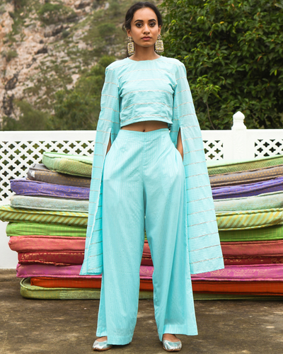 Sky blue co-ord set - set of two by Gulaal | The Secret Label