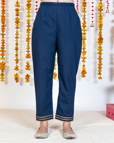 Black cigarette pants with gota embroidery by Akiso