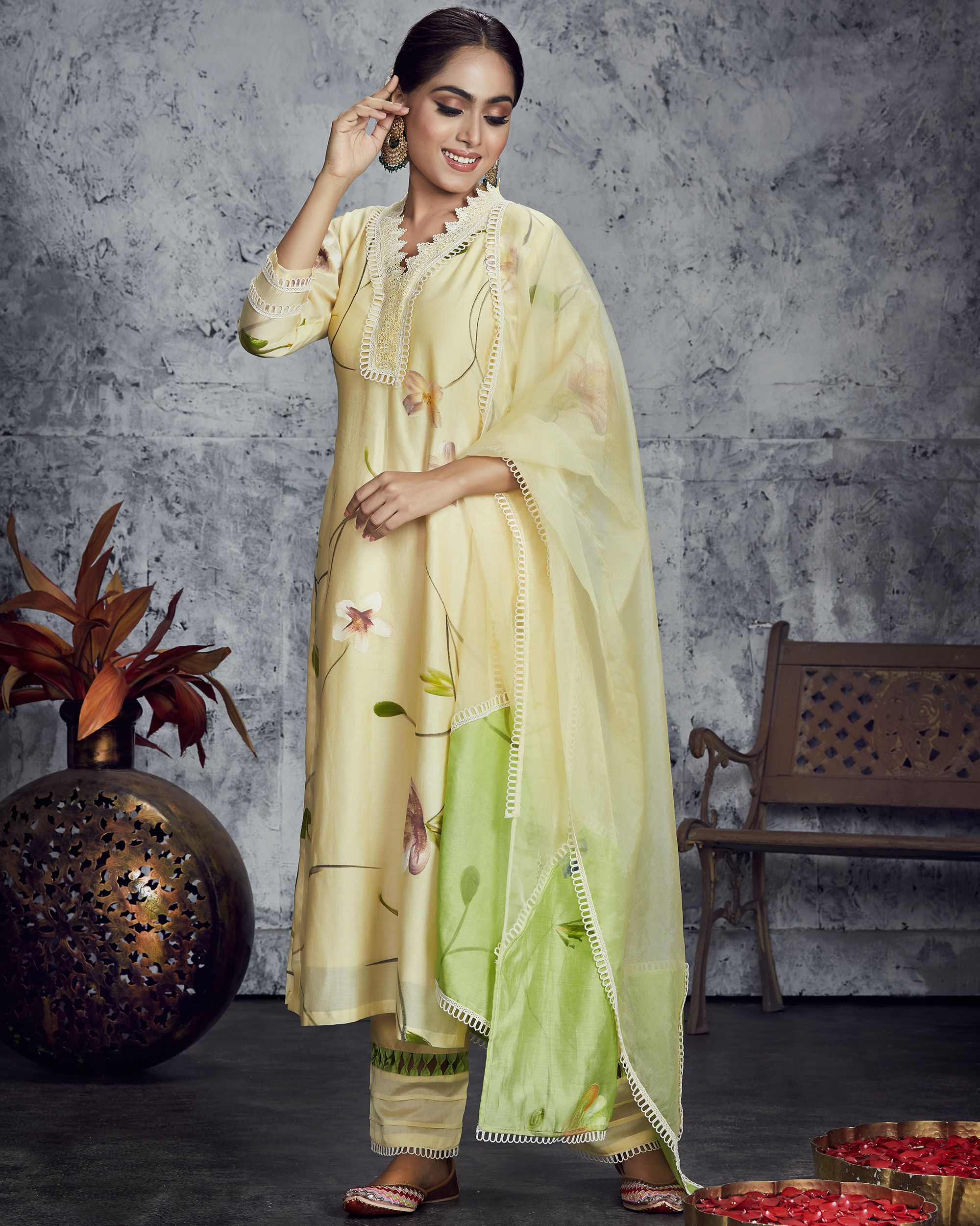 Fresh and Vibrant Lemon Green and Yellow Punjabi Suit – Panache Haute  Couture