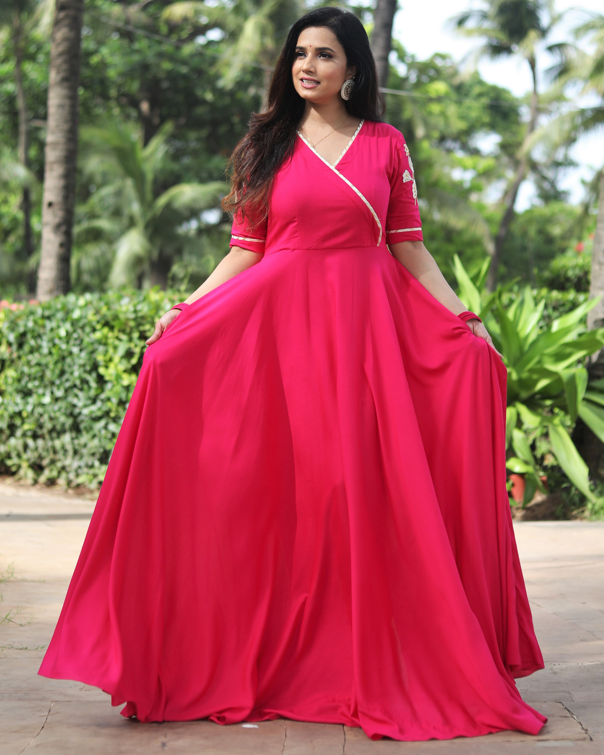 Buy Aarti Saree Hina Khan Georgette Angrakha Style Churidar Fashionable  Dress at Amazon.in