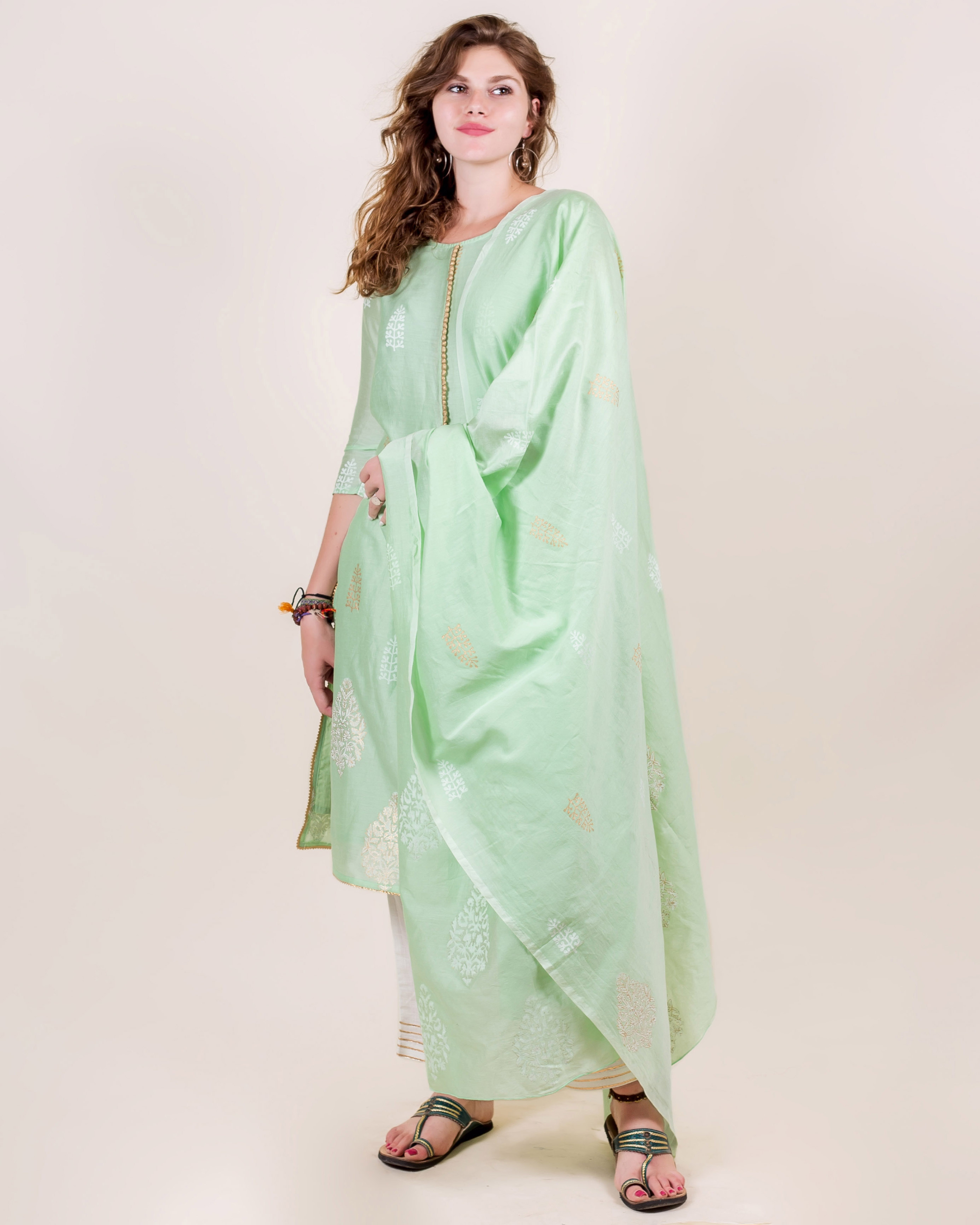 Light Mint Green Formal Pants Suits For Women India