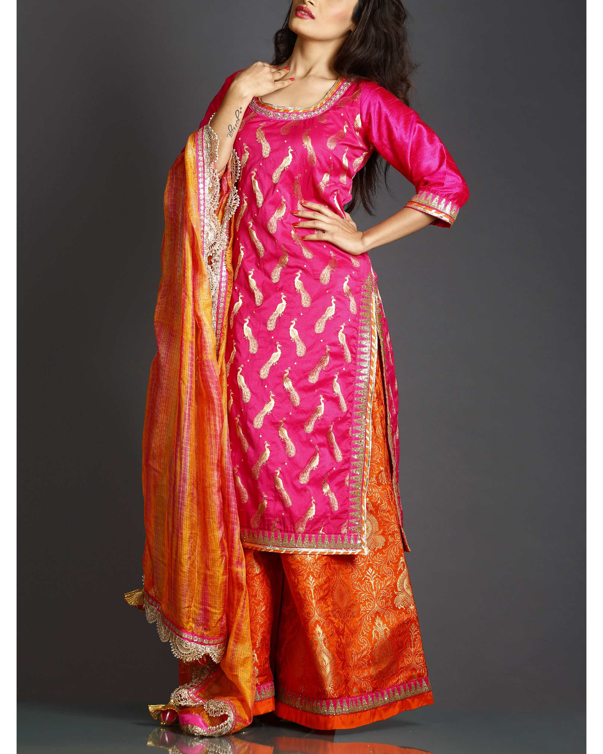 Pretty Pink And Orange Cotton Patiala Suit. To Order Whatsaap us (+91) 8097  909 000 * * * * #salwar #salwarsuits #… | Indian dresses, Utsav fashion,  Dress materials