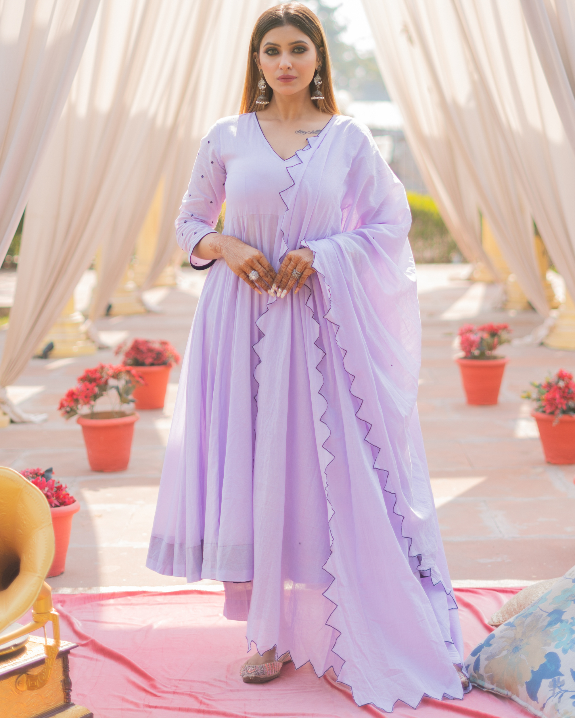 Light Purple Anarkali Suit In Faux Blooming – ReplicaVilla