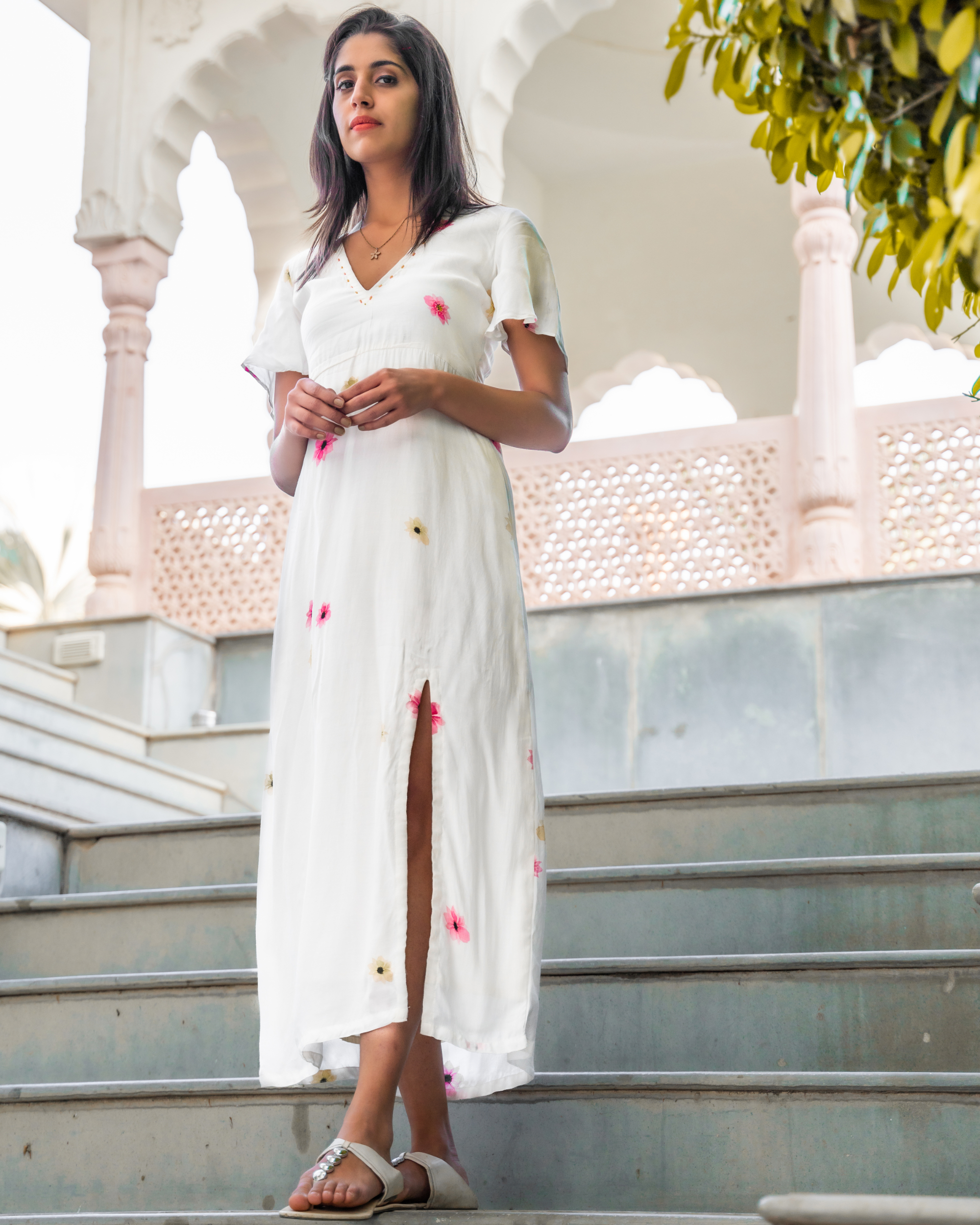 Long Side Slit White Dress – Styched Fashion