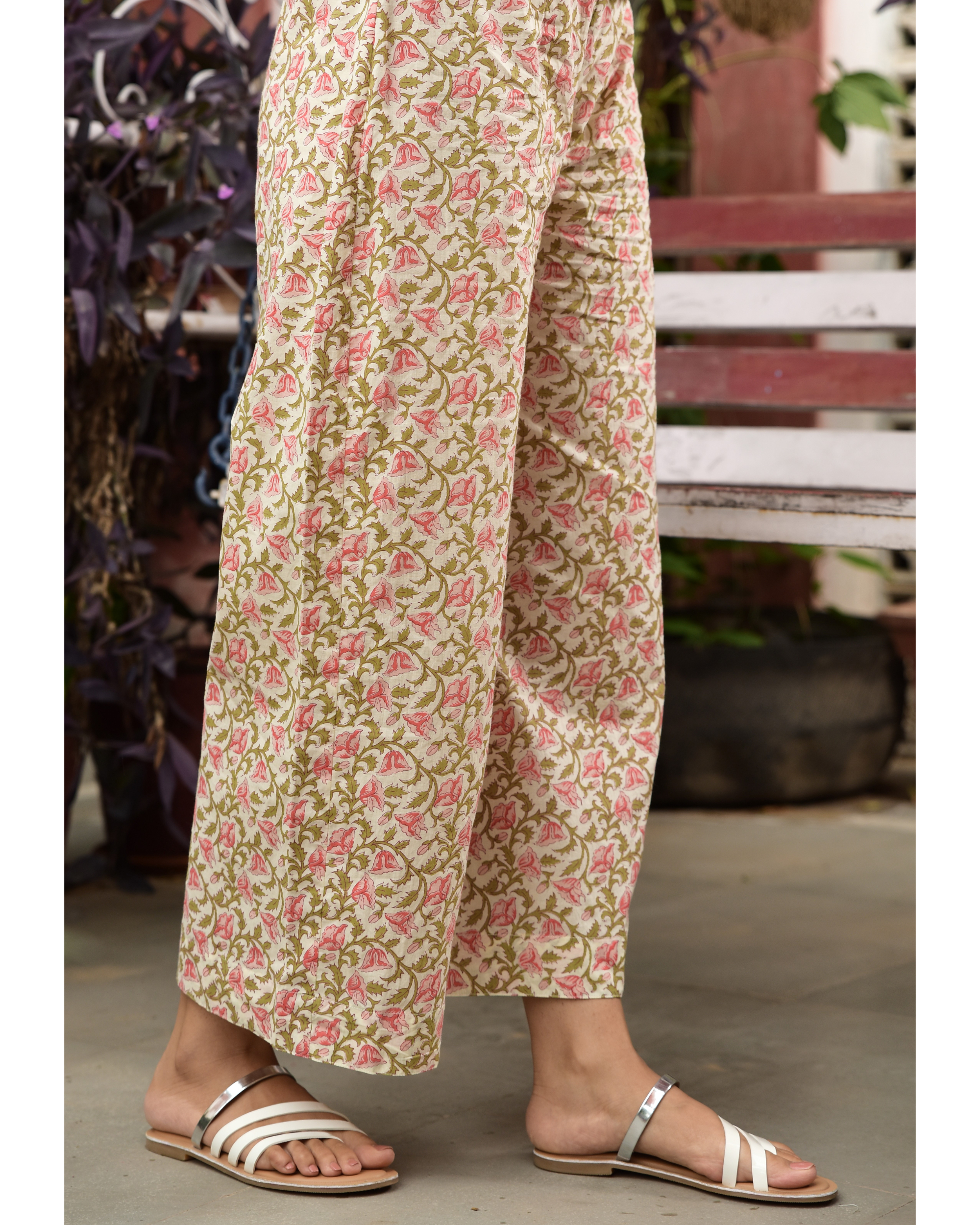 PRESHA Womens Flared Multicolor Palazzo Pant Jaipuri Cotton Printed Trouser  Free Size with Elastic  String for best fit
