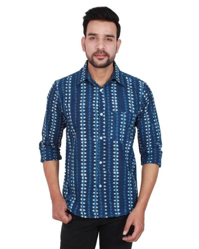 Casual Indigo Printed Shirt - Frapy