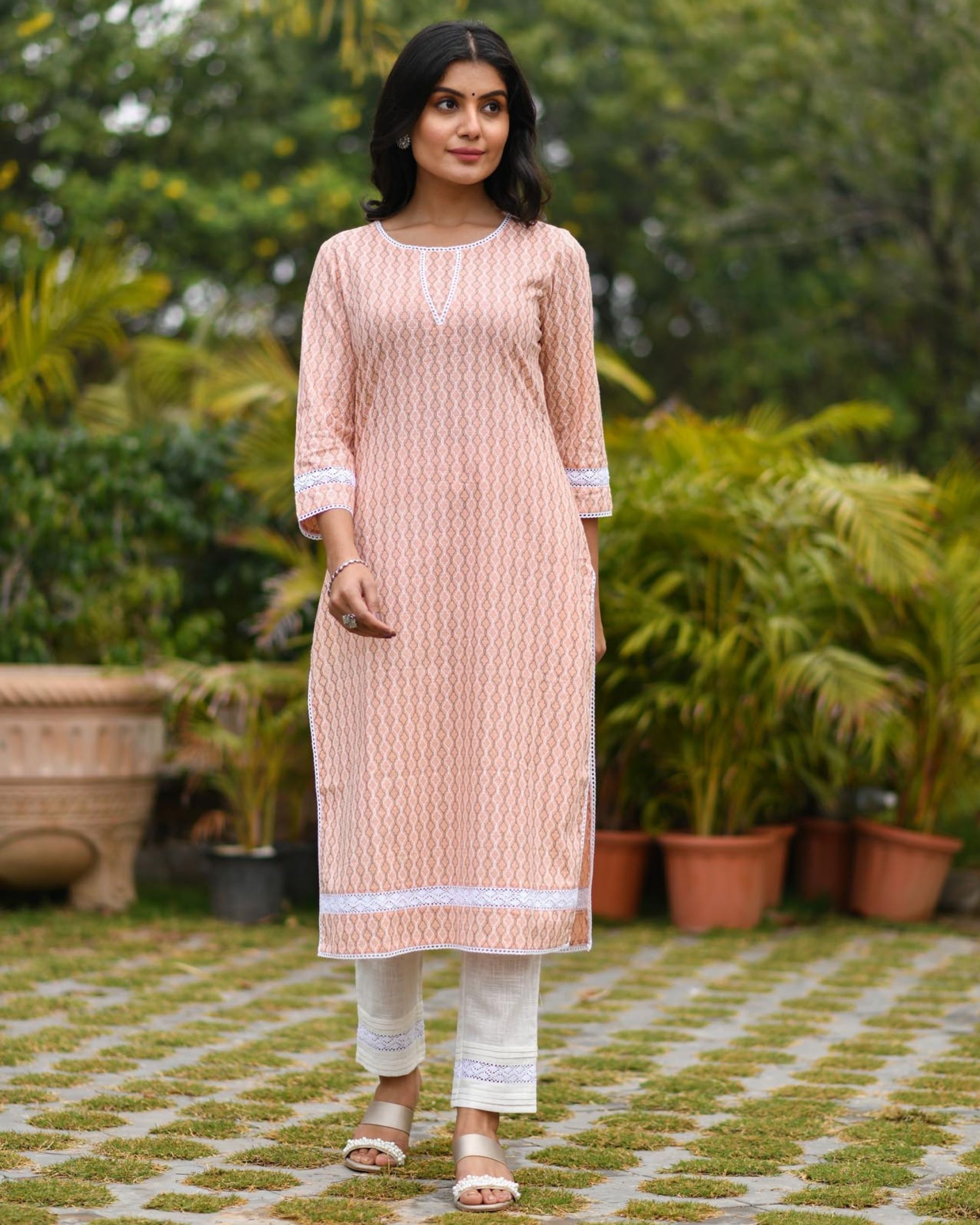 Buy Pink Floral Print Kurta  Straight Pants Coord Set Online  W for Woman