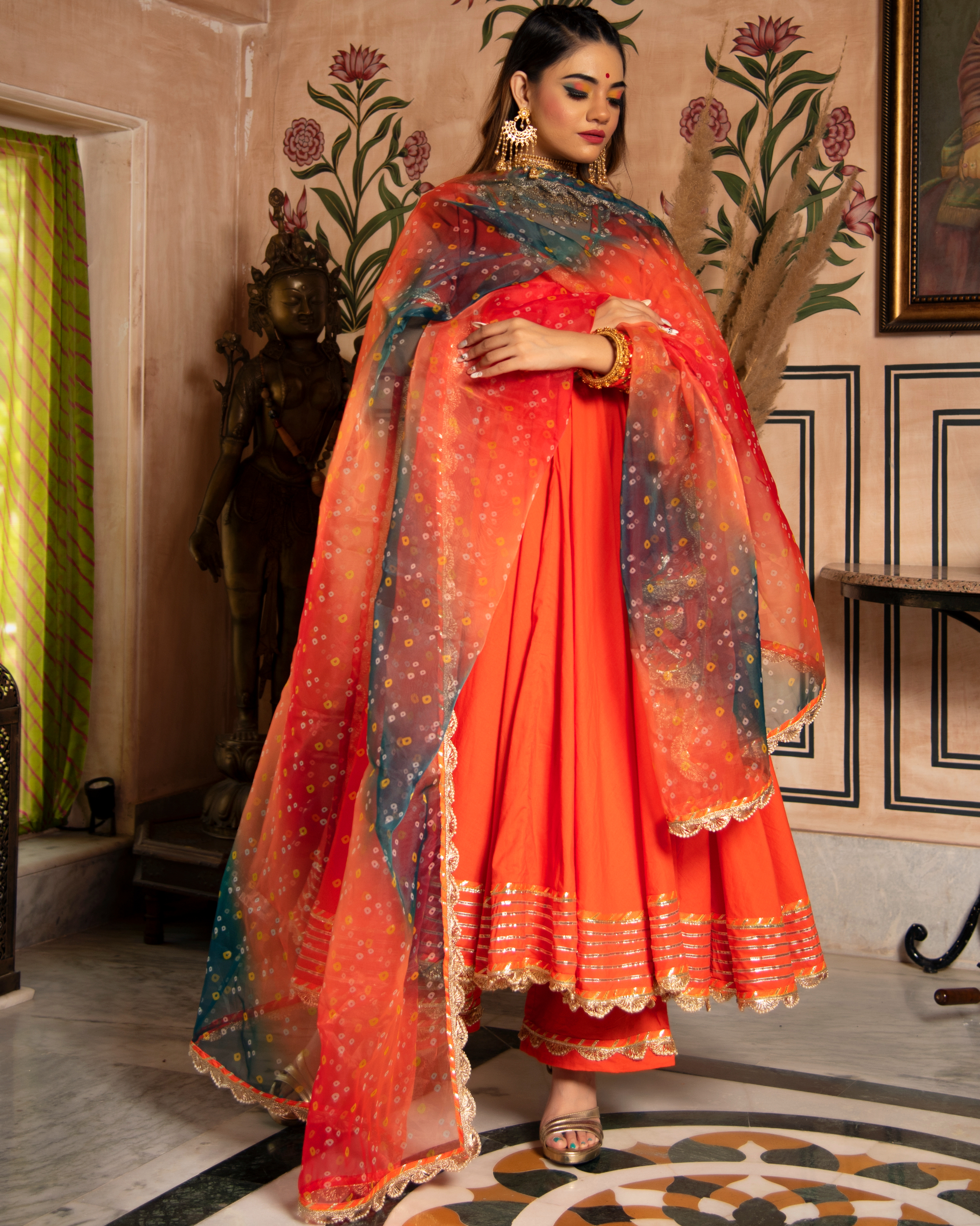Flared Red Jaipuri Cotton Long Skirts, Size: Free at Rs 235/piece in Jaipur