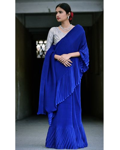 Blue Georgette Saree with Blouse 1406SR01