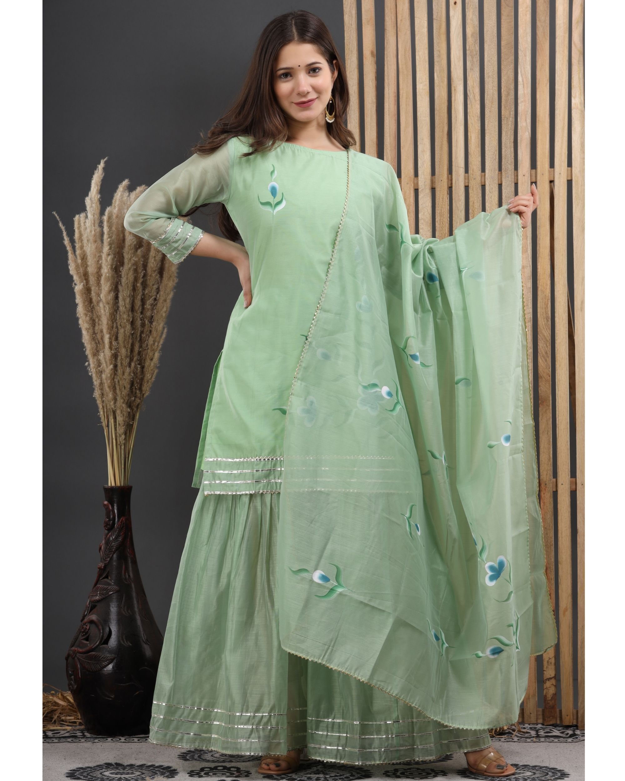 boat neck sharara suit