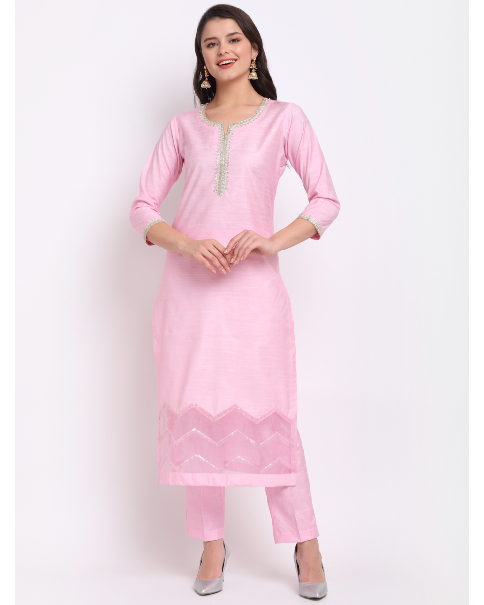 White Cotton Kurta Set for Women with printed dupatta and a straight pant |  Buy Online