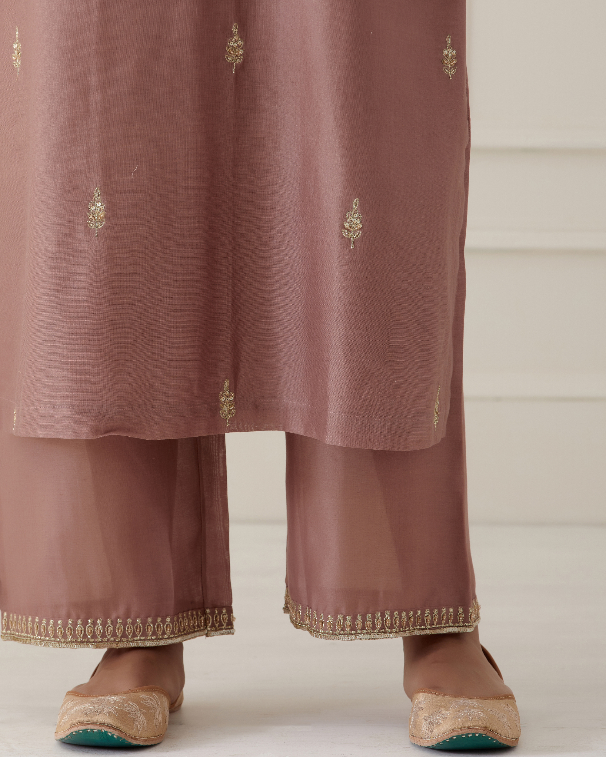 Dusty rose embroidered palazzo