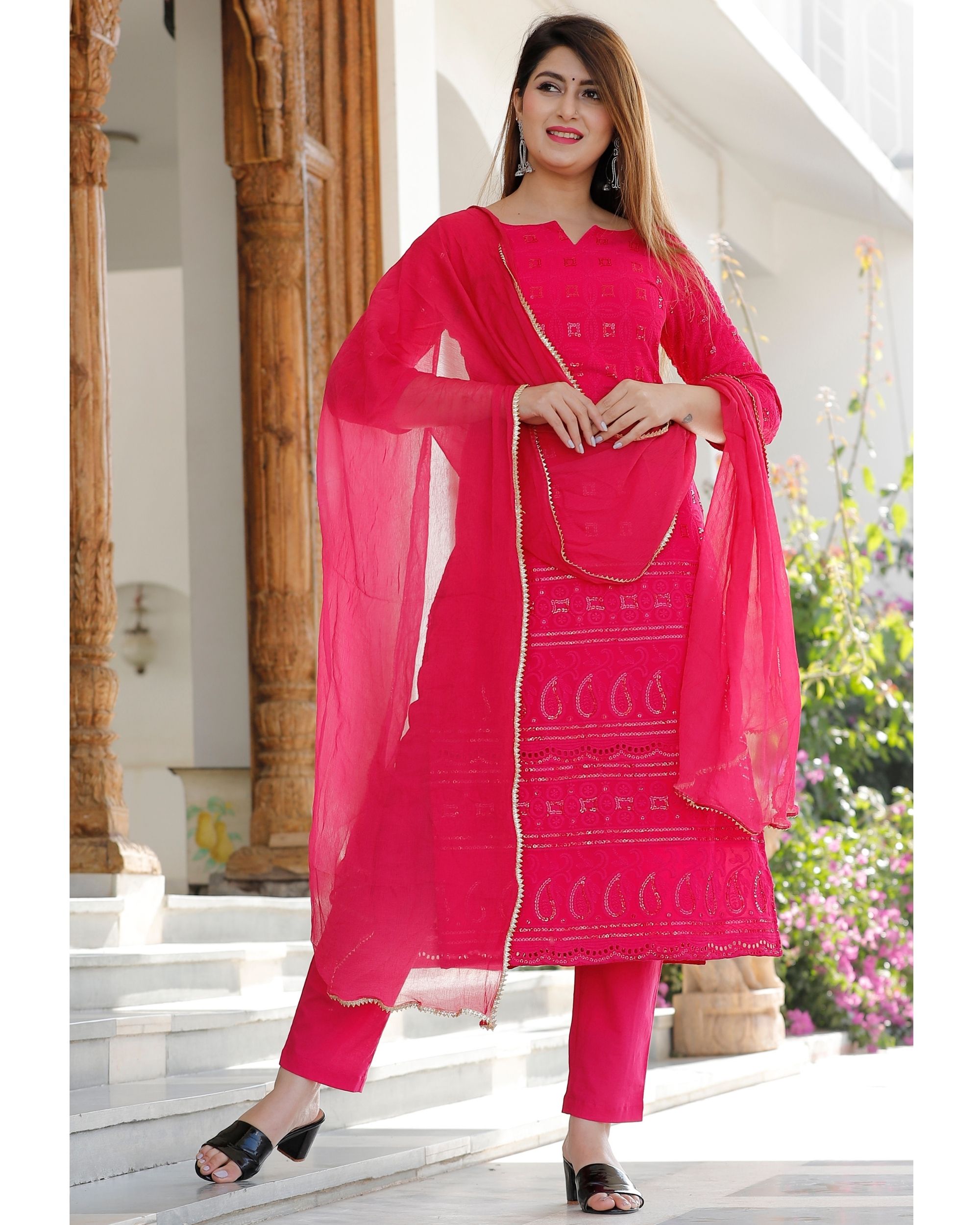 Sky Blue Chikankari Gota Salwar Suit|Buy Chikan Suit Latest Design|Jhakhas-gemektower.com.vn
