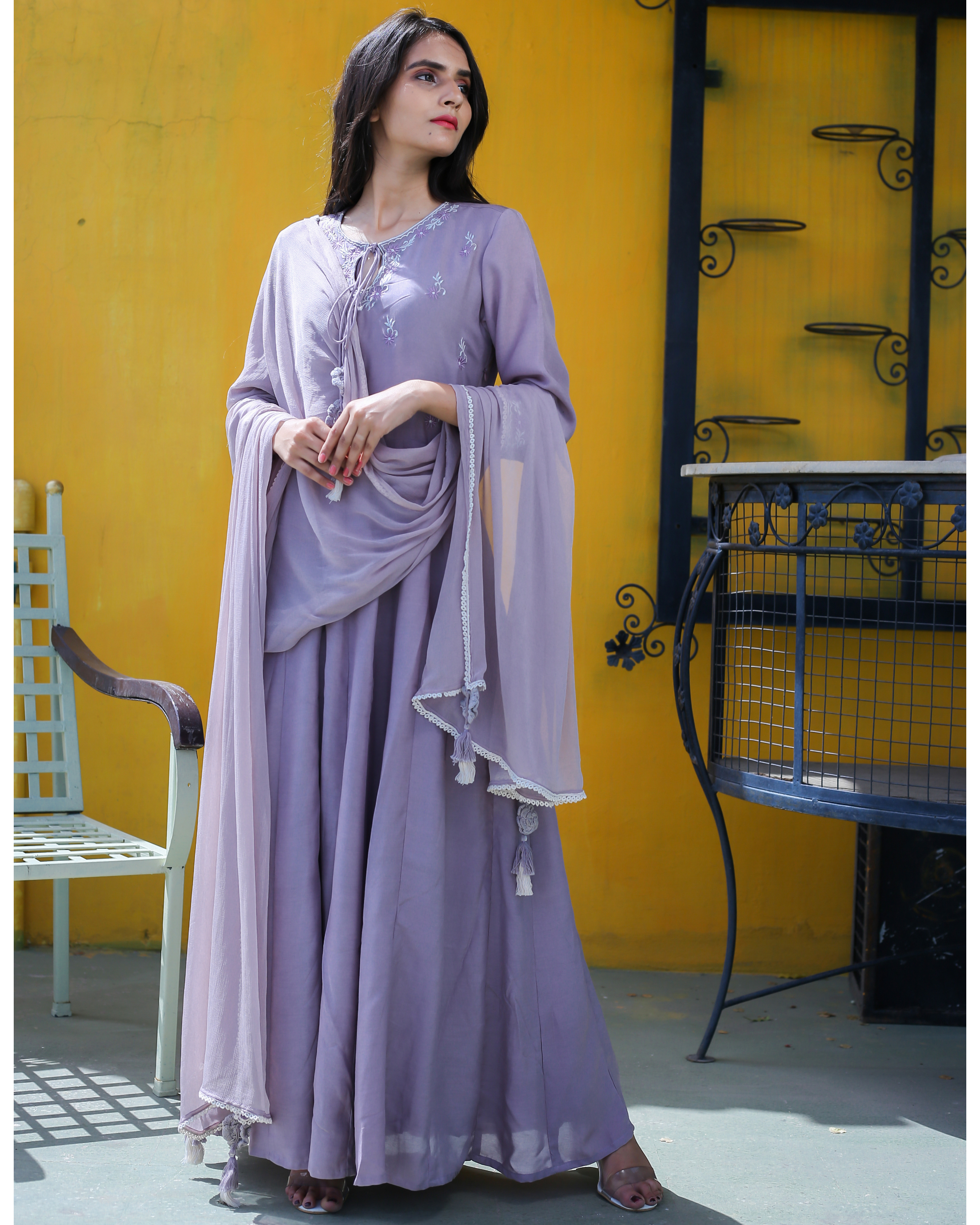 Lilac Lavender Cording Heavy Work Anarkali Suit - Indian Heavy Anarkali  Lehenga Gowns Sharara Sarees Pakistani Dresses in USA/UK/Canada/UAE -  IndiaBoulevard