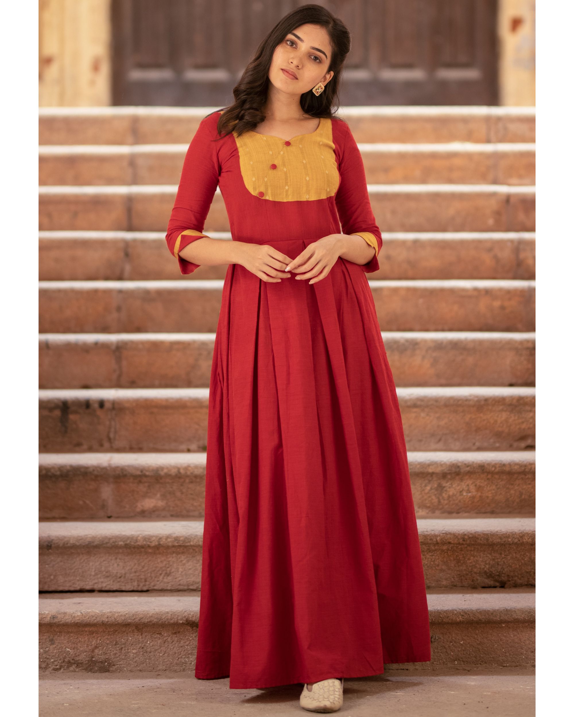 Lahariya print long gown cotton dress for women