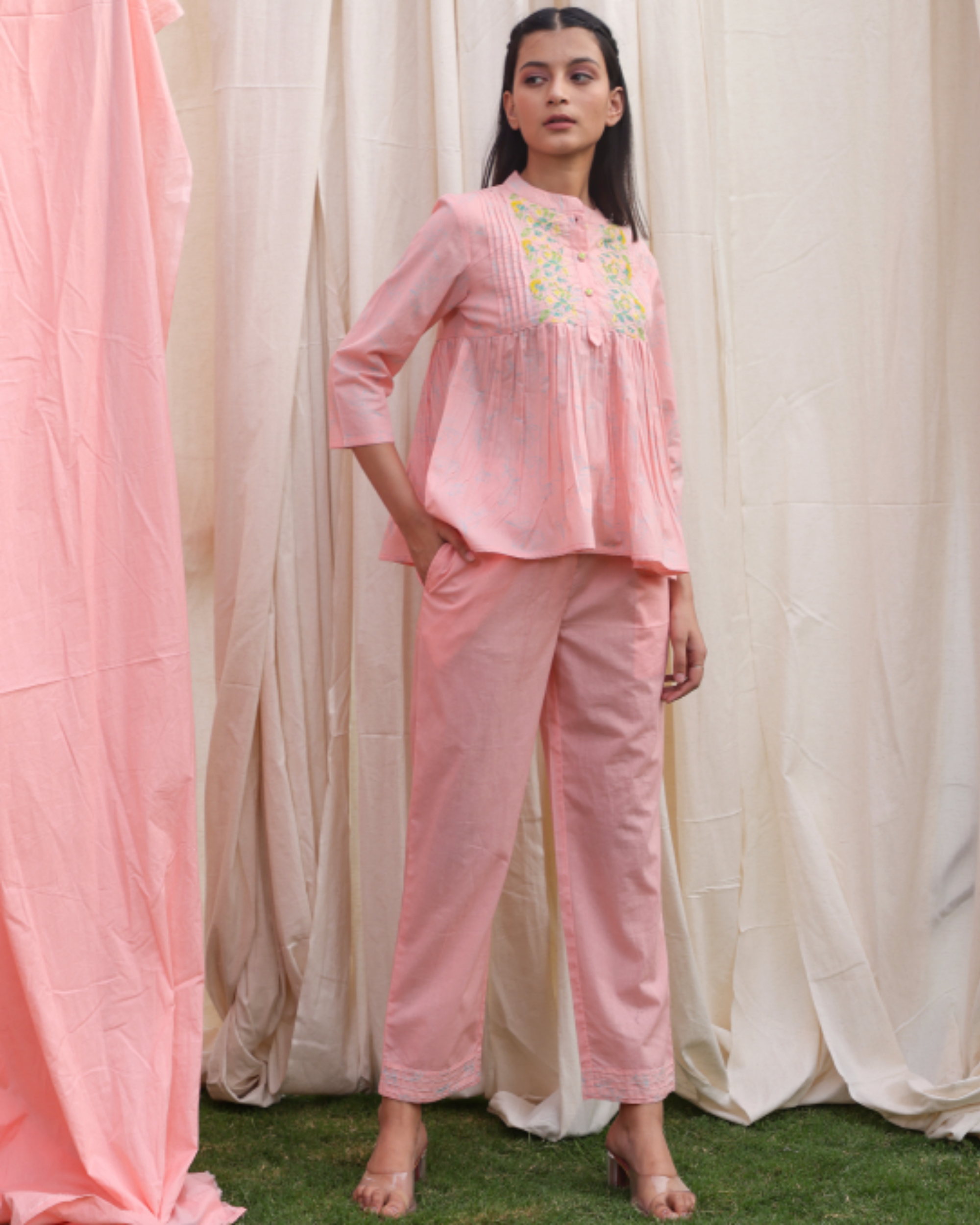 Light pink flared top co-ord set - set of two