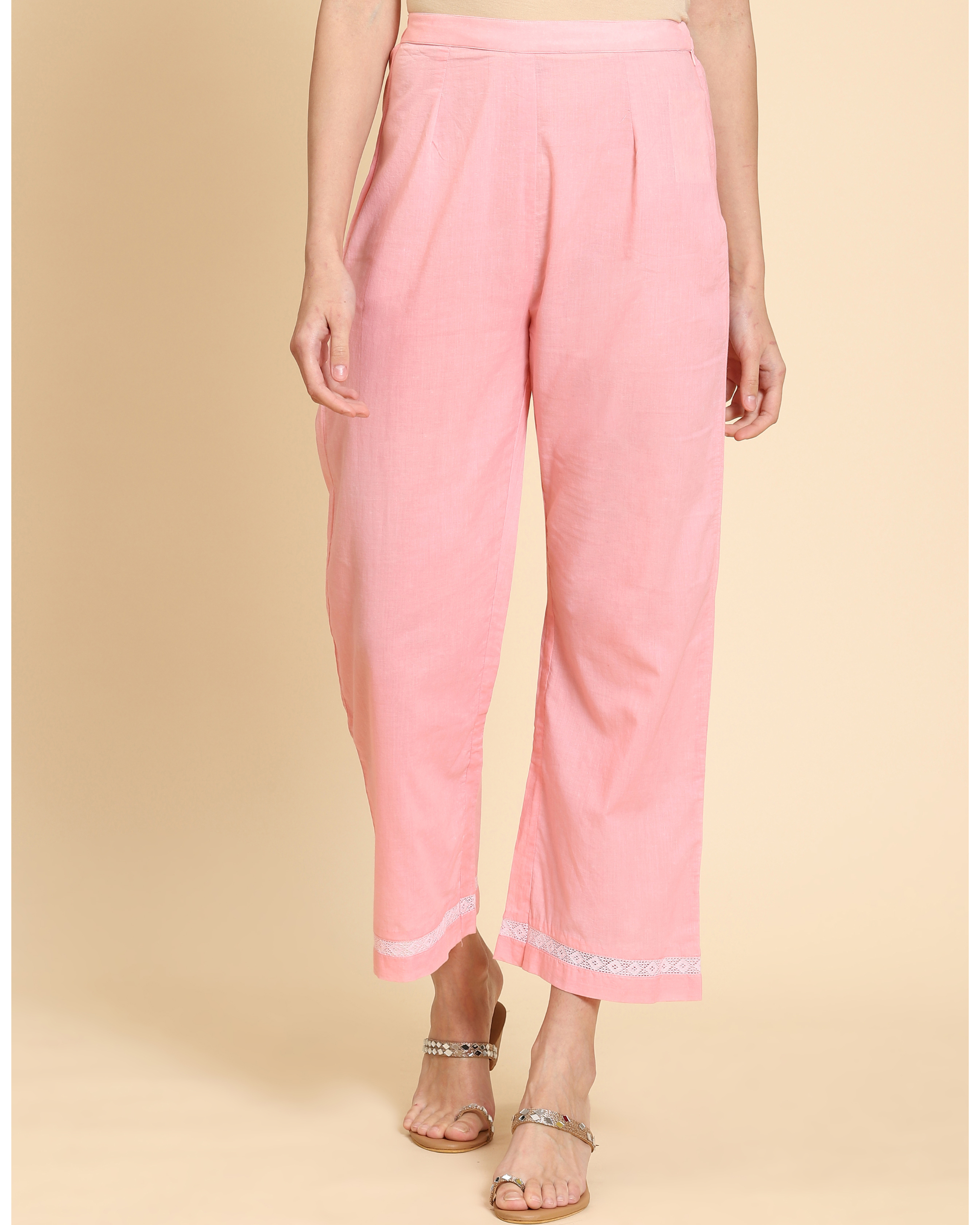 Pink hot sale lace pants