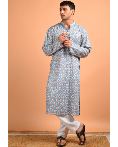 Stone Blue Kurta By Jaipuri Jazz The Secret Label 