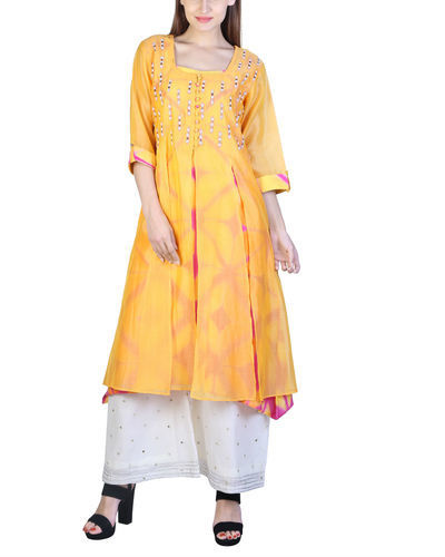 Orange double layered tunic with palazzo by Shruti Jain | The Secret Label