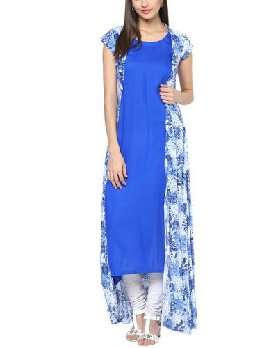 Blue floral jacket with dress by Sugandh | The Secret Label