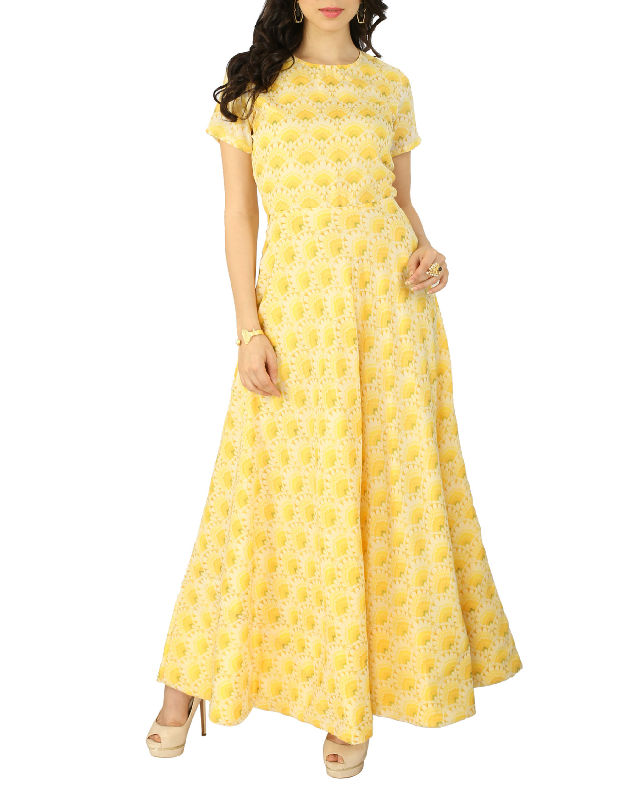 Yellow sunflower gown by Tie & Dye Tale | The Secret Label