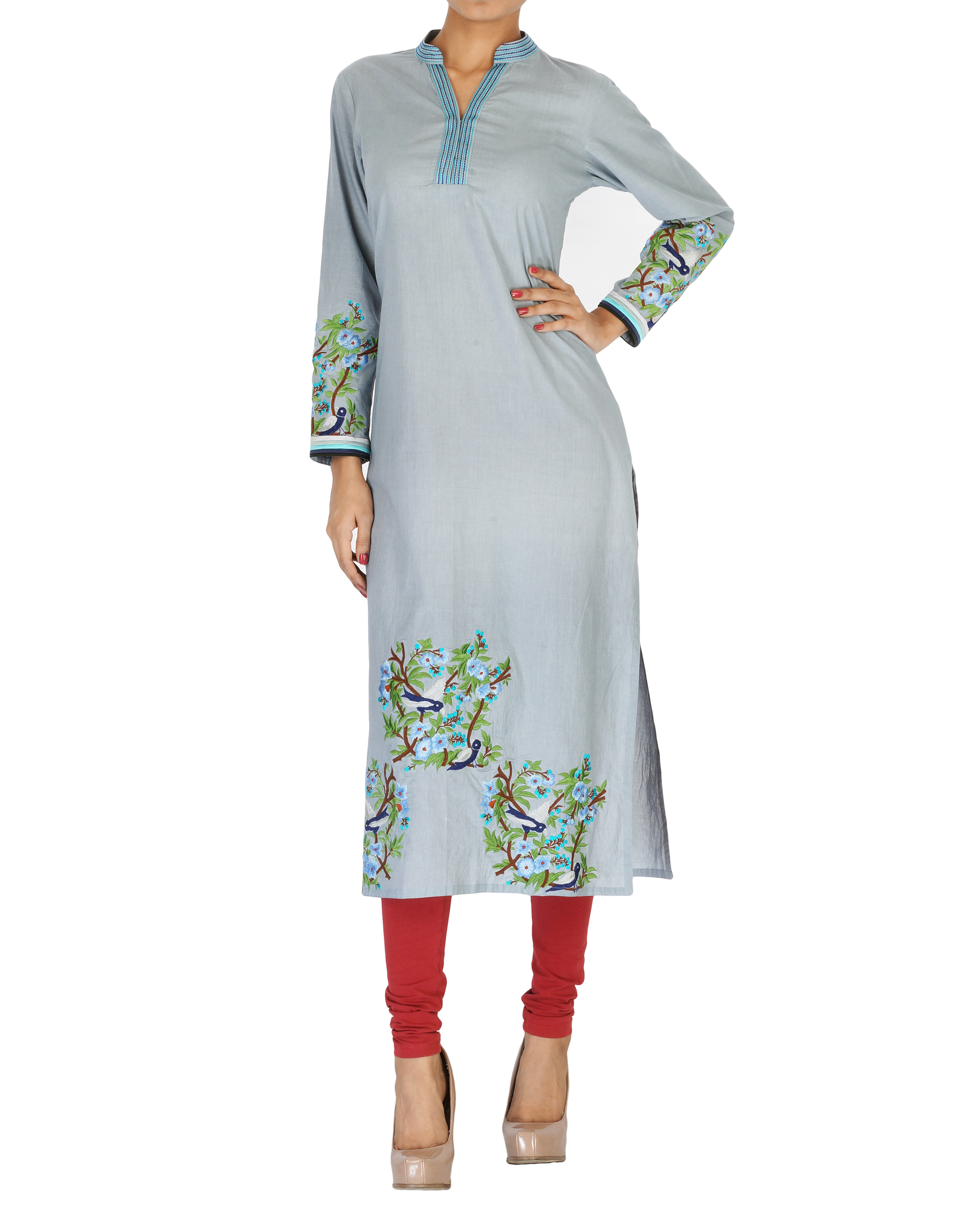 Grey embroidered kurta by Shravan Ramaswamy The Secret Label
