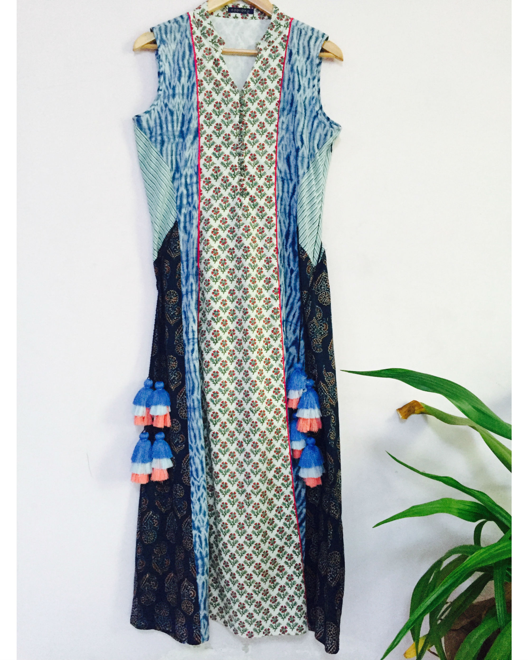 Multi print tassel maxi dress by Kapraaha The Secret Label