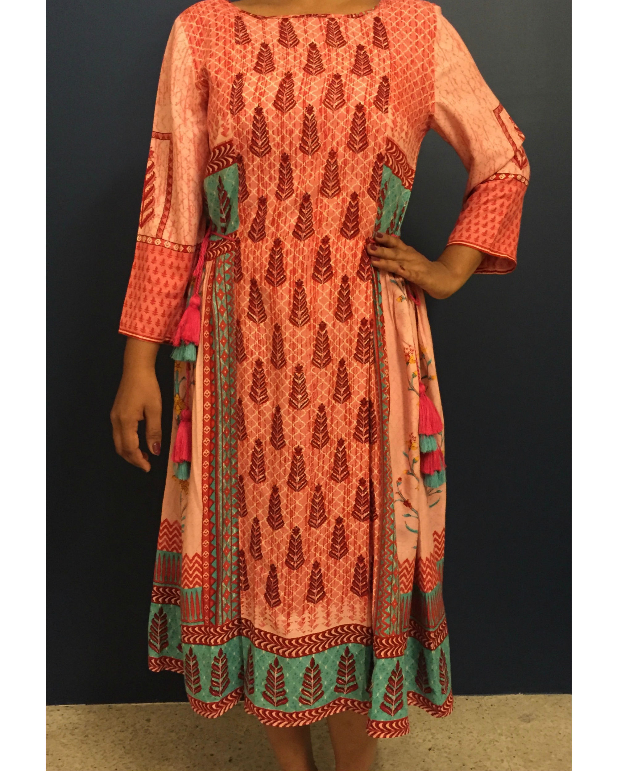 Coral banjara dress by Kapraaha | The Secret Label