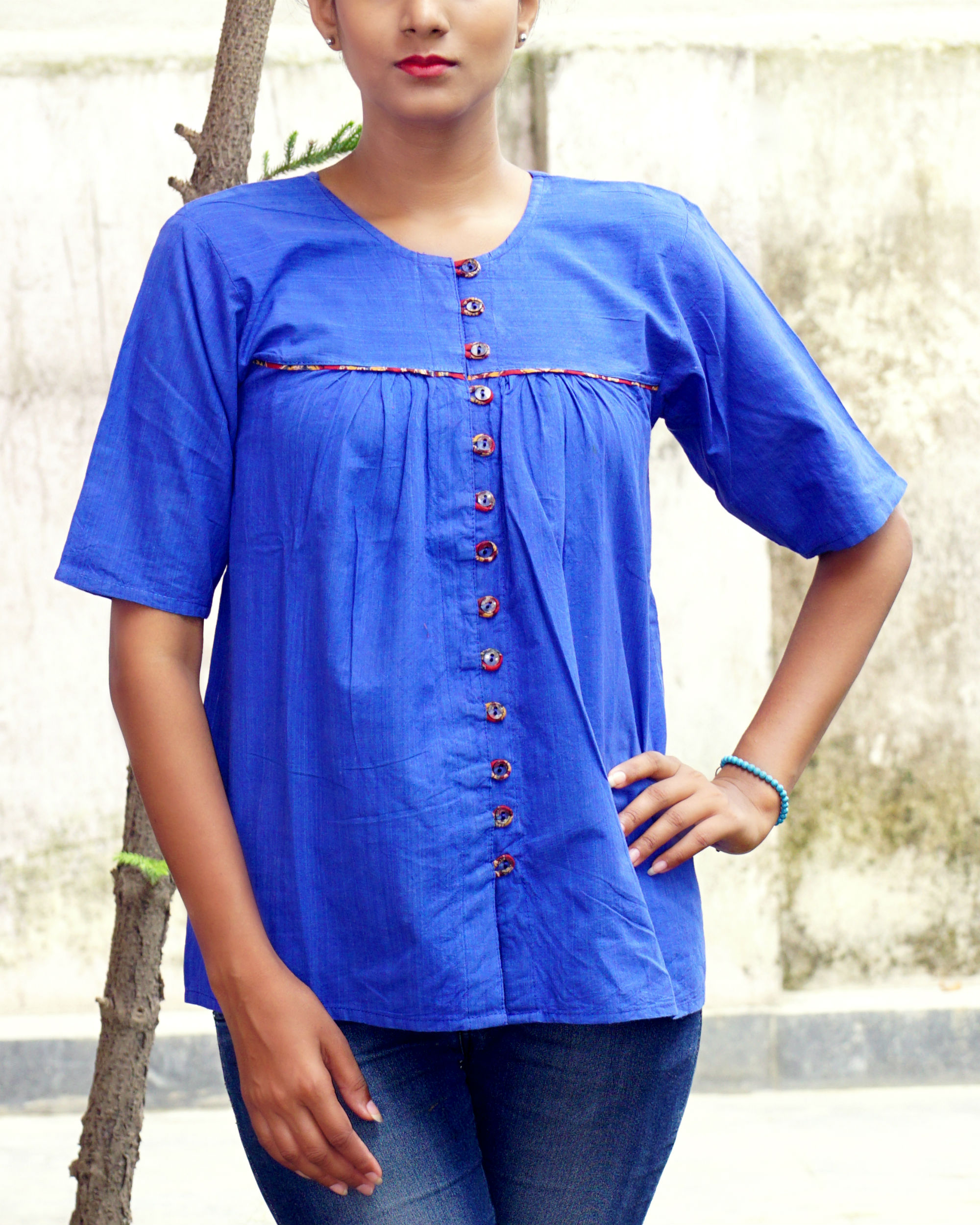Blue yoke shirt by Bebaak The Secret Label