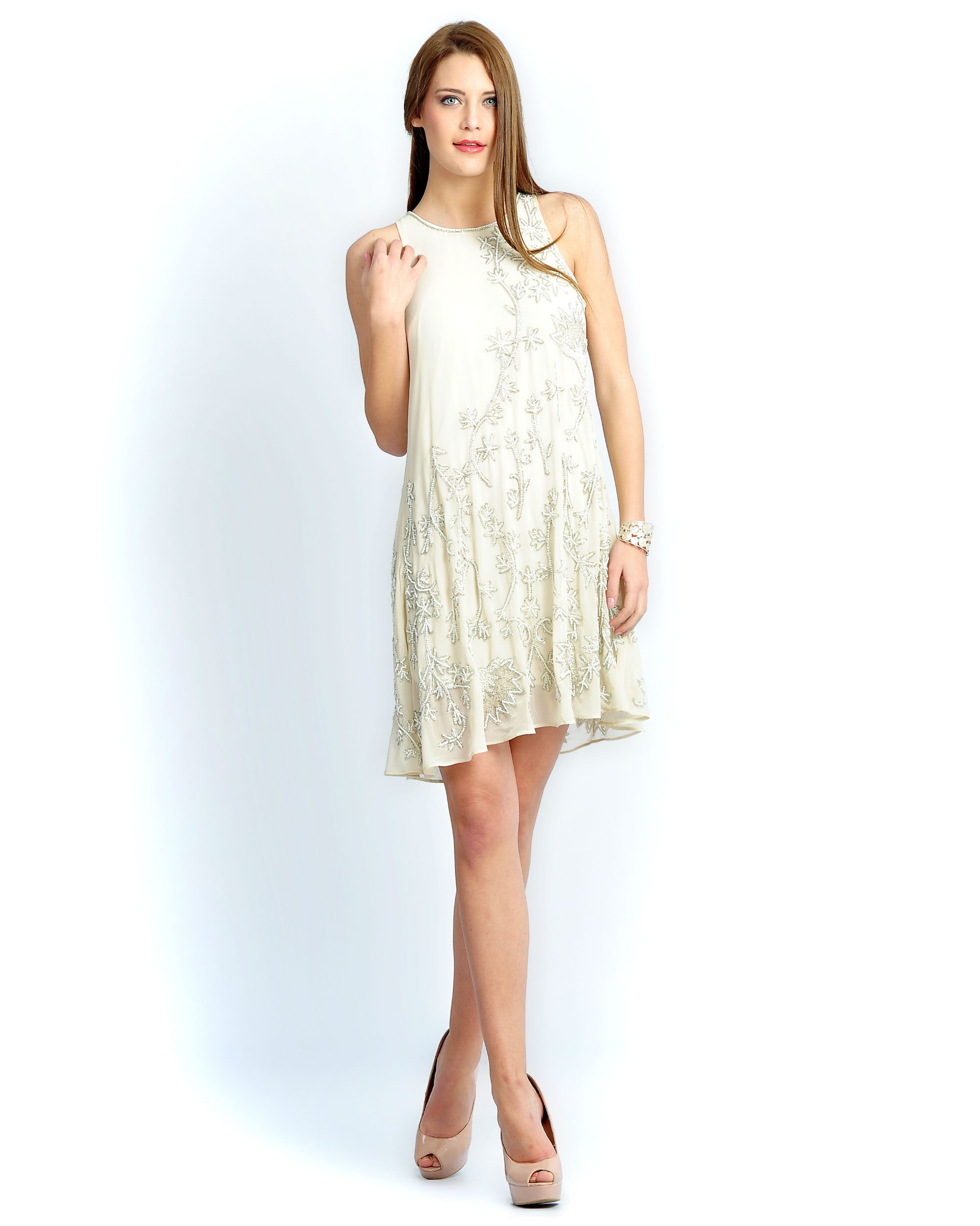 Ivory beaded dress by Chique | The Secret Label