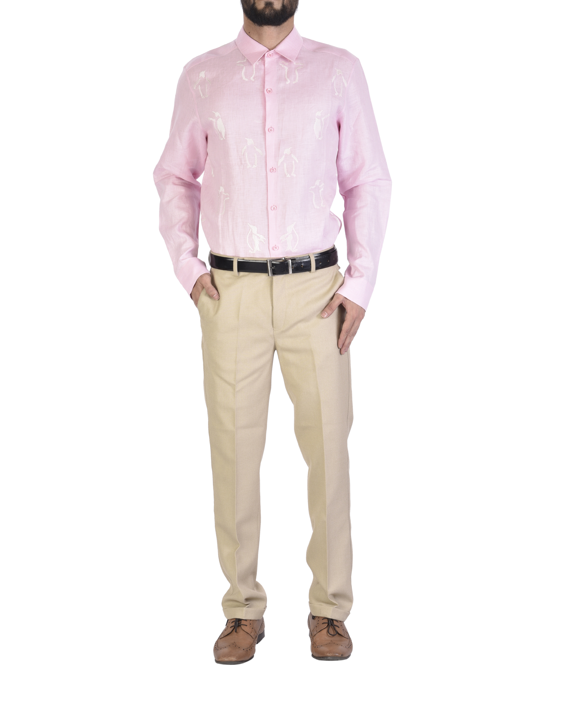 Cantabil Mens Pink Formal Shirt