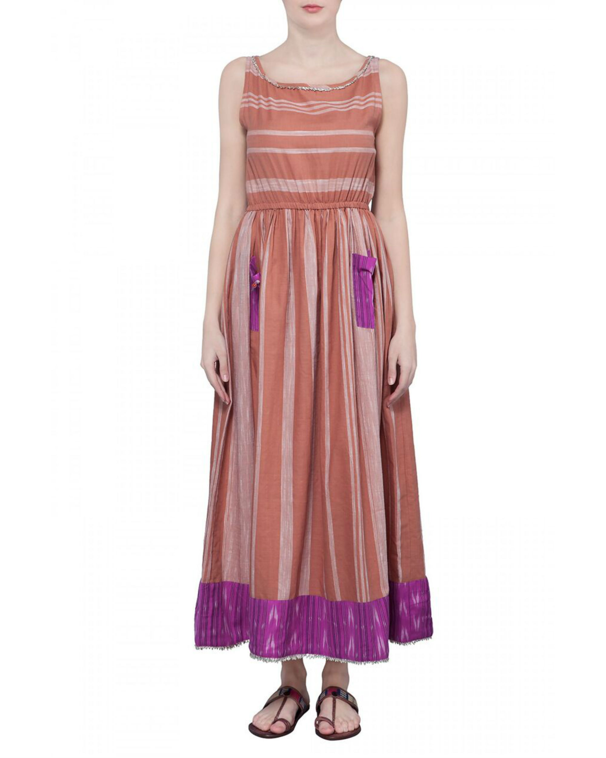 Striped handloom dress by Free Living The Secret Label