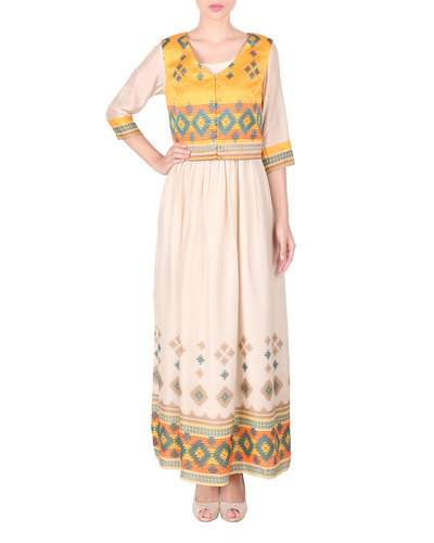 Cotton silk long ankle length dress with koti by Sougat Paul | The ...