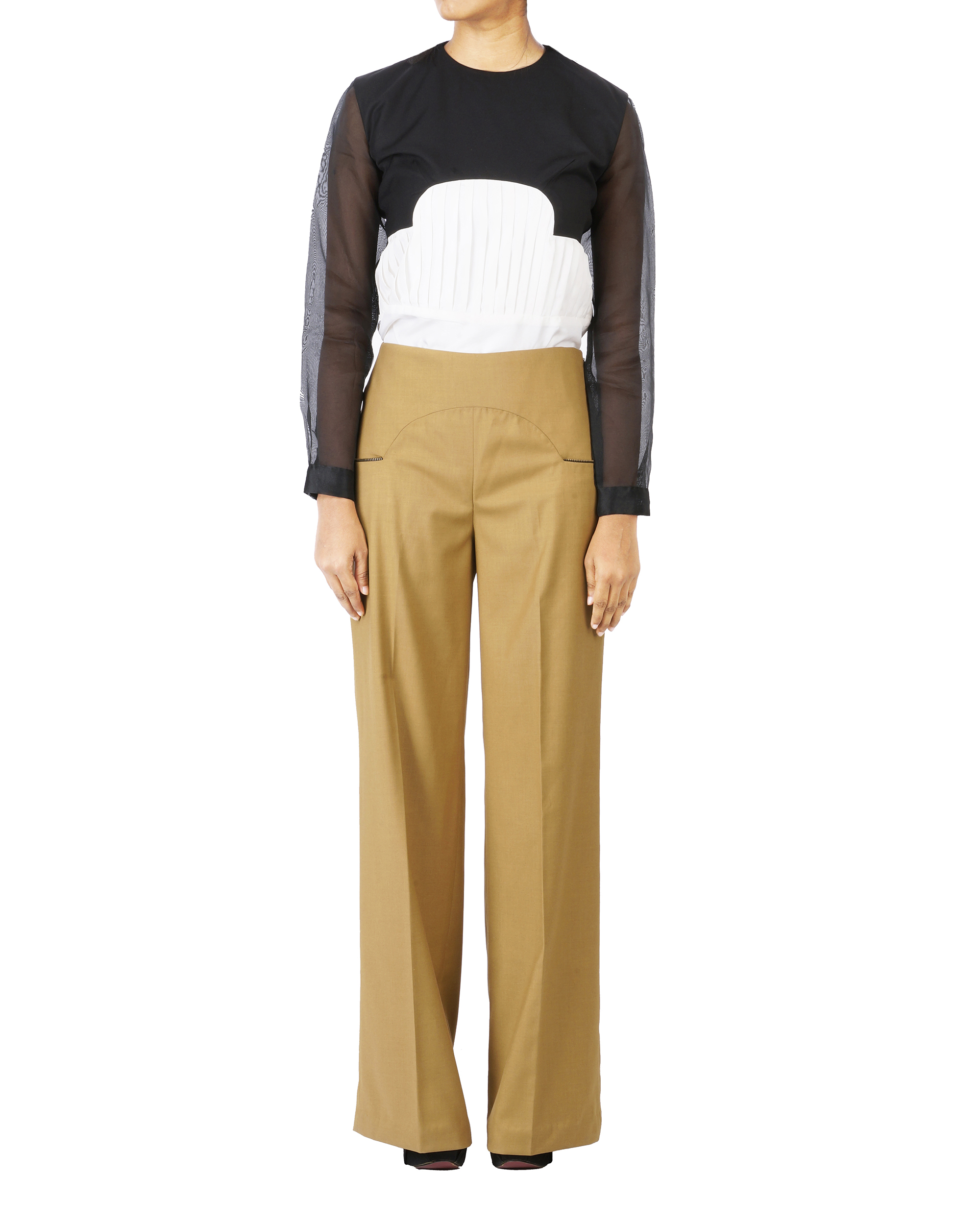 Crossing lines high-waist pants by Six Buttons Down | The Secret Label